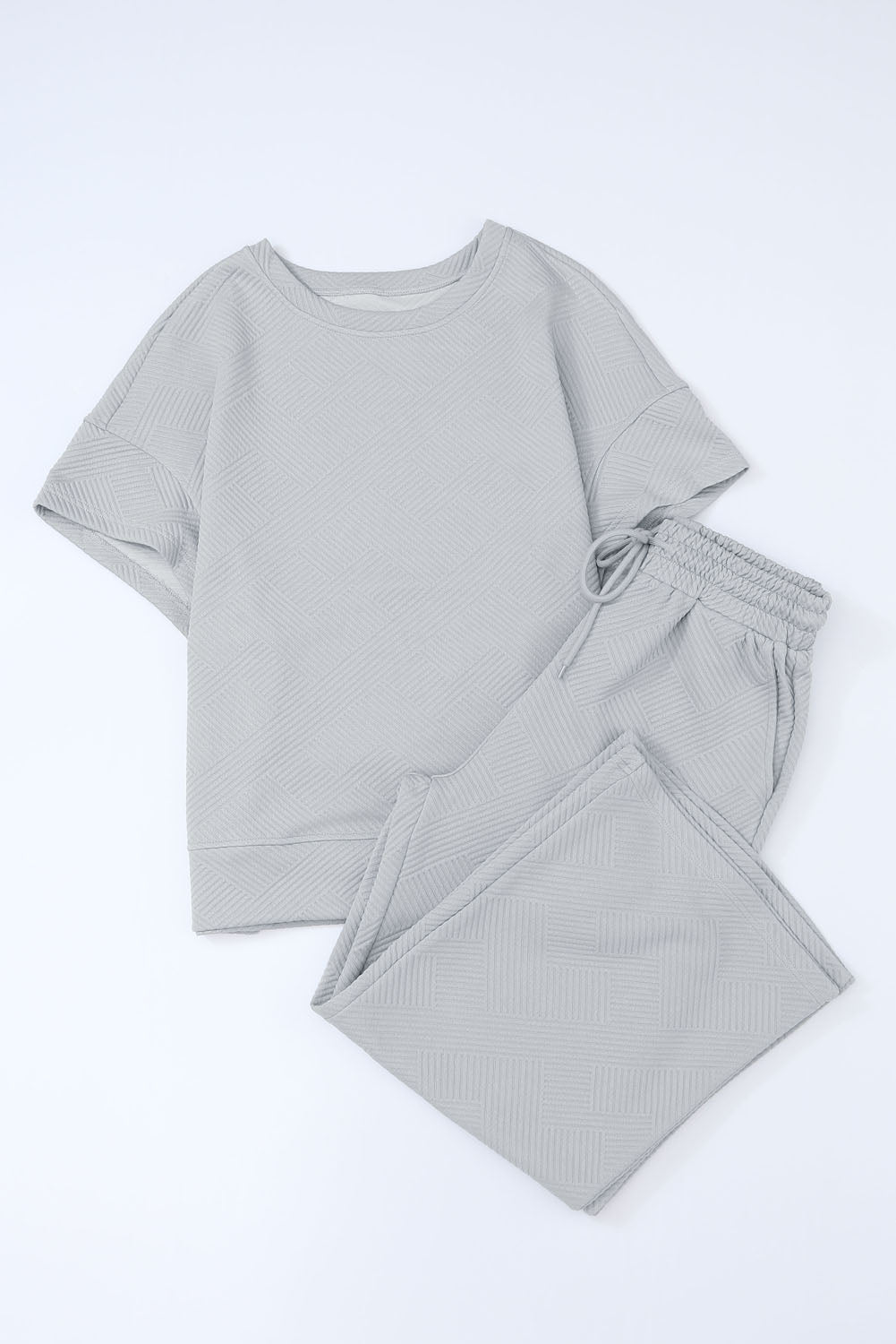 Textured Loose Fit Tee and Pants Set