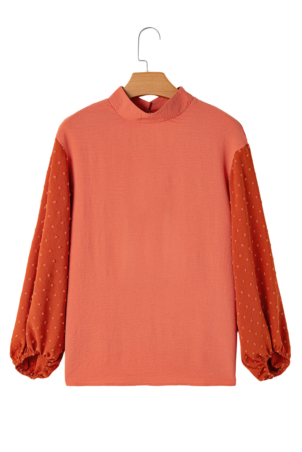 PRE-ORDER: Swiss Dot Balloon Sleeve Patchwork Crinkle Blouse