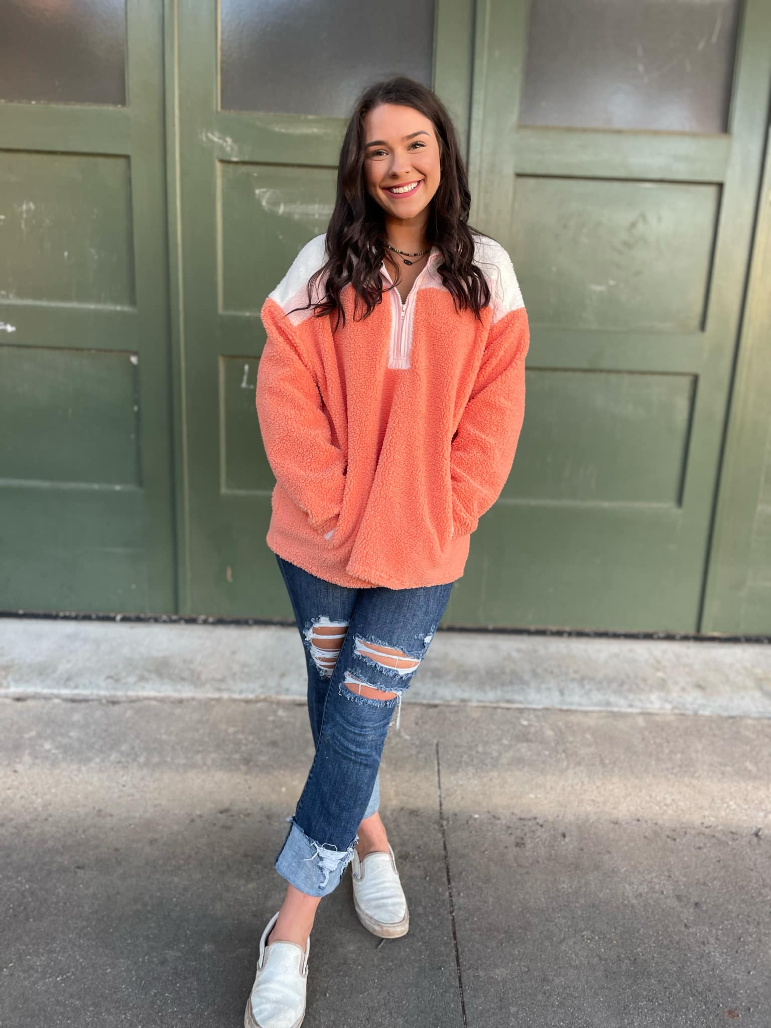 PREORDER: Half Zip Fleece Pullover in Sherbet