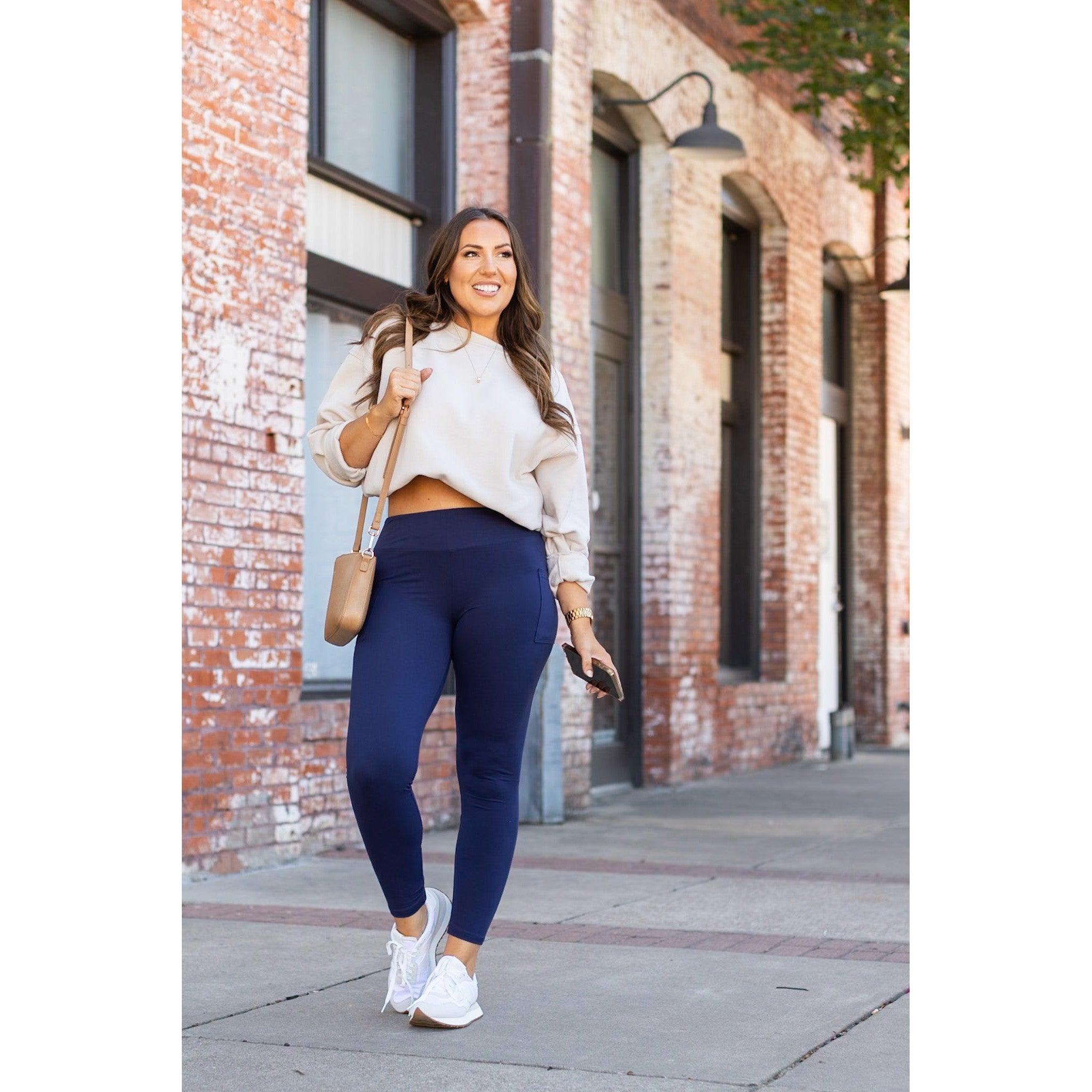 Navy Full-Length with Pocket Leggings - Luxe Leggings