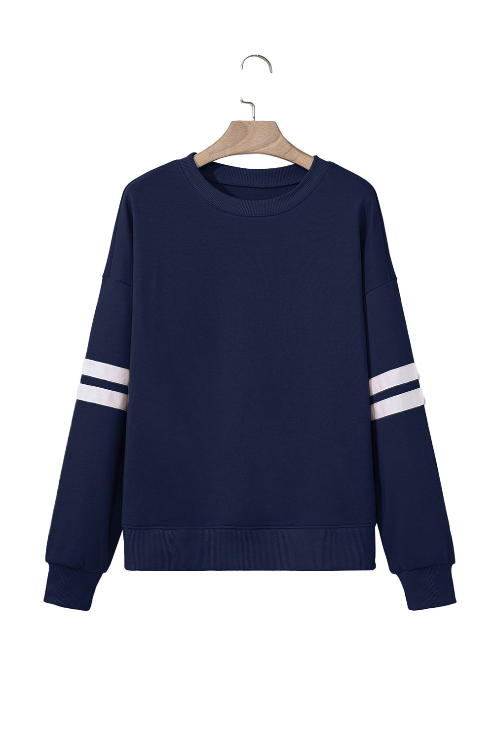 Preppy Striped Sleeve Loose Sweatshirt