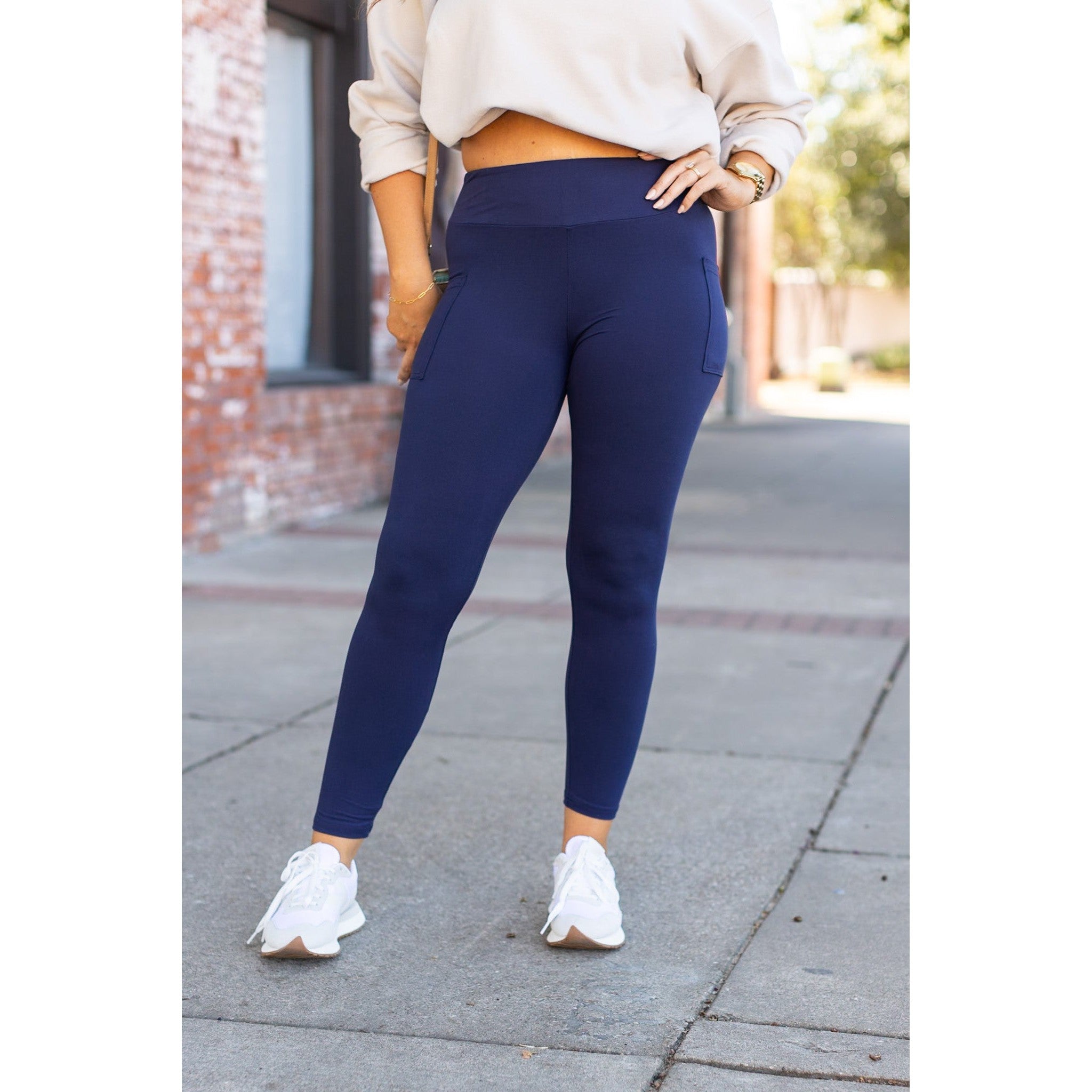 Navy Full-Length with Pocket Leggings - Luxe Leggings