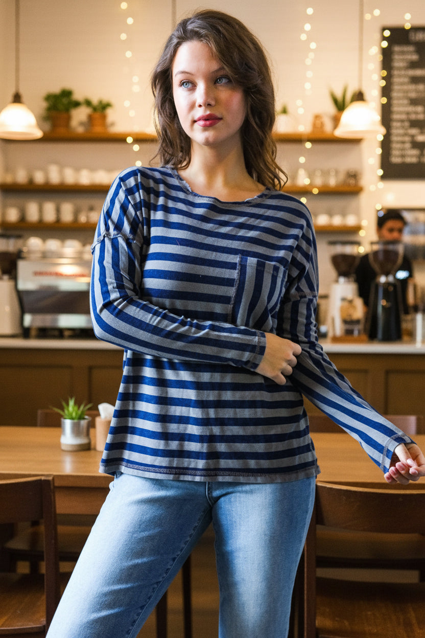 Navy Days Long Sleeve Top