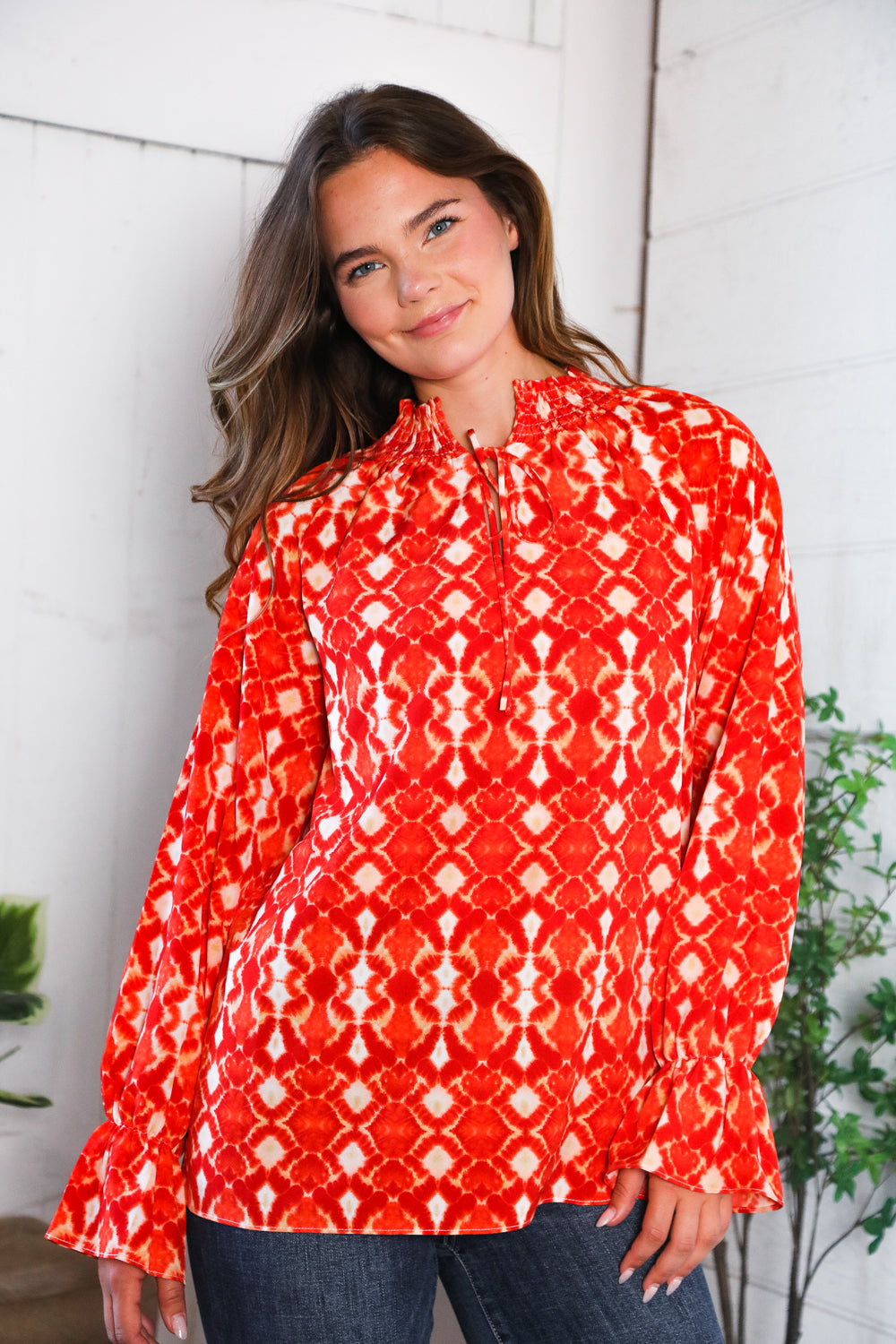 Red Hot Ruffles Woven Blouse