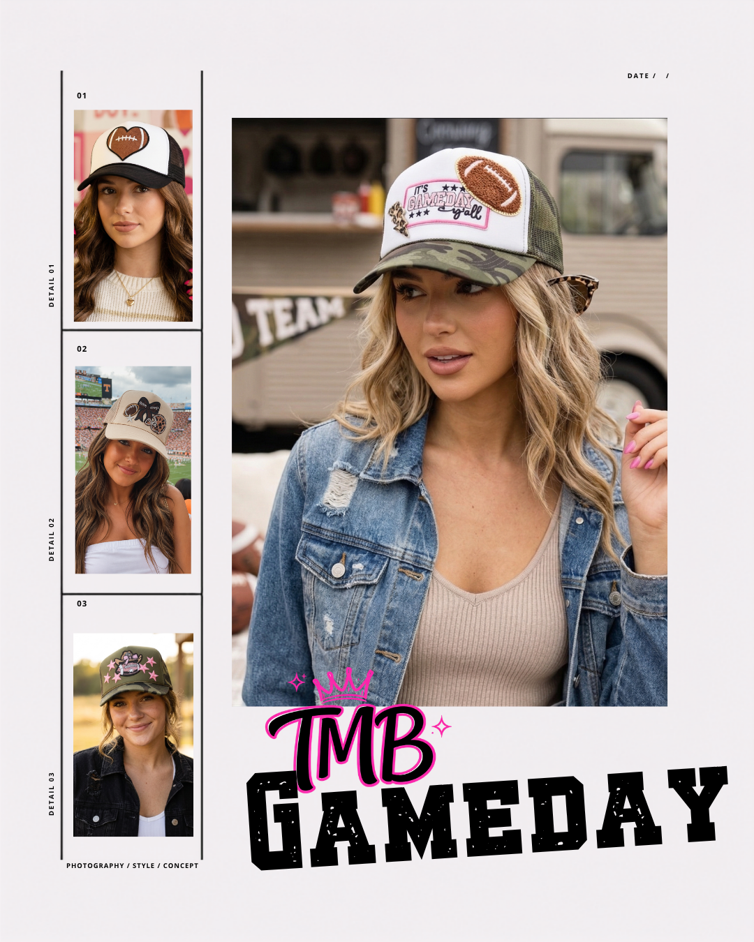 Game Day Bow Trucker Hat – Football Snapback Camo Hat