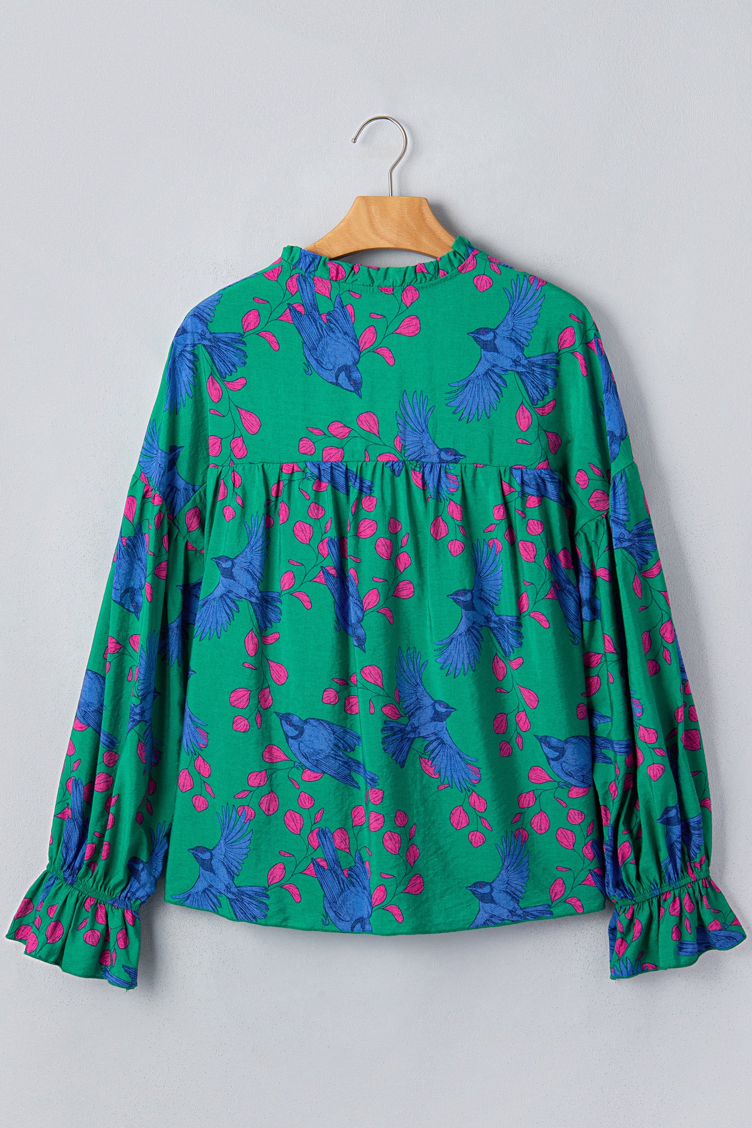 PRE-ORDER: Green Abstract Print Puff Sleeve Blouse