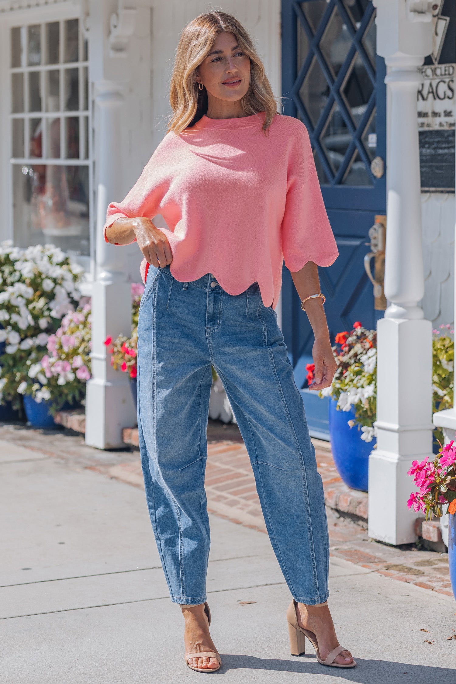 PRE-ORDER: Scalloped Hem 3/4 Sleeve Sweater