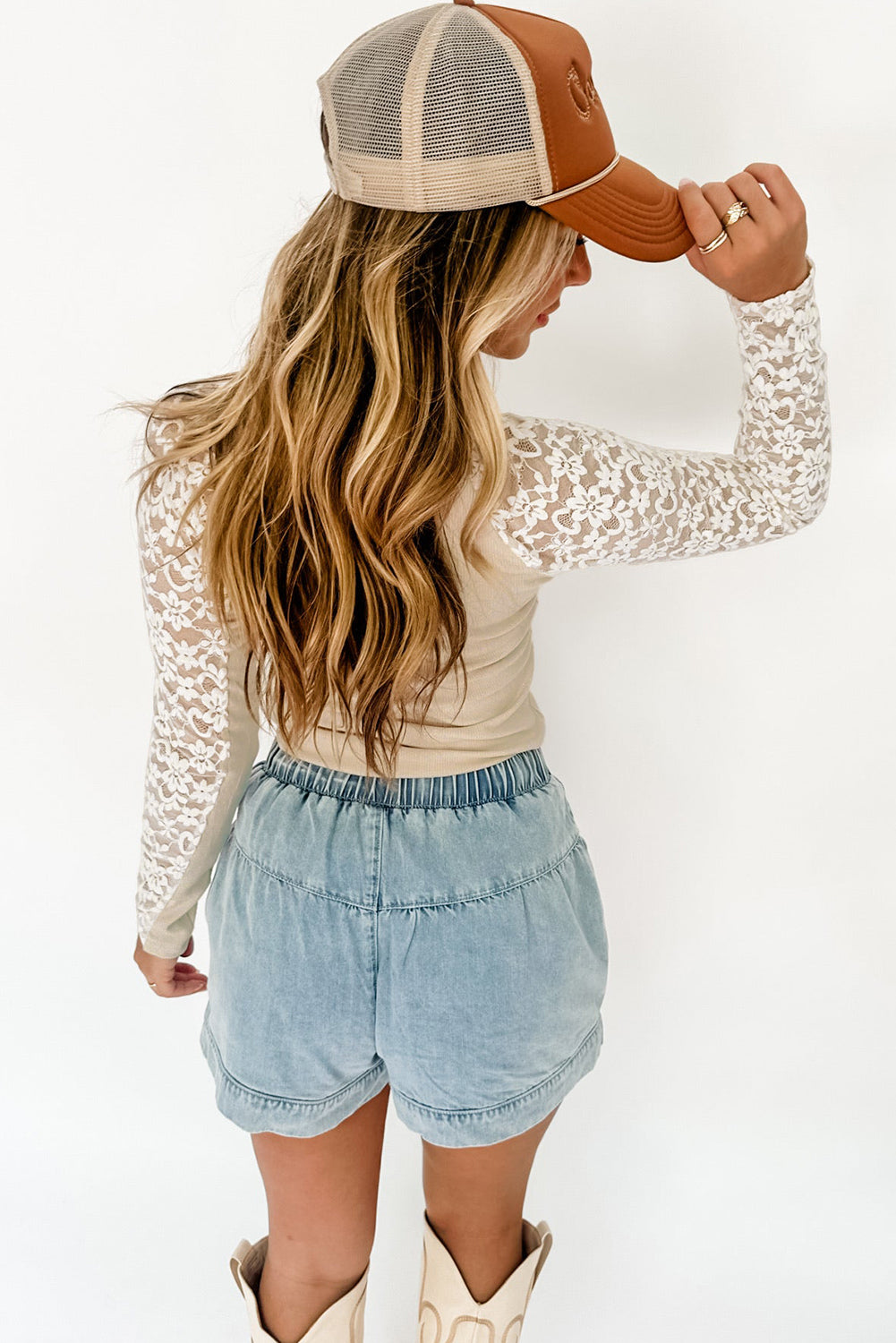 Floral Lace Long Sleeve High Neck Slim Top