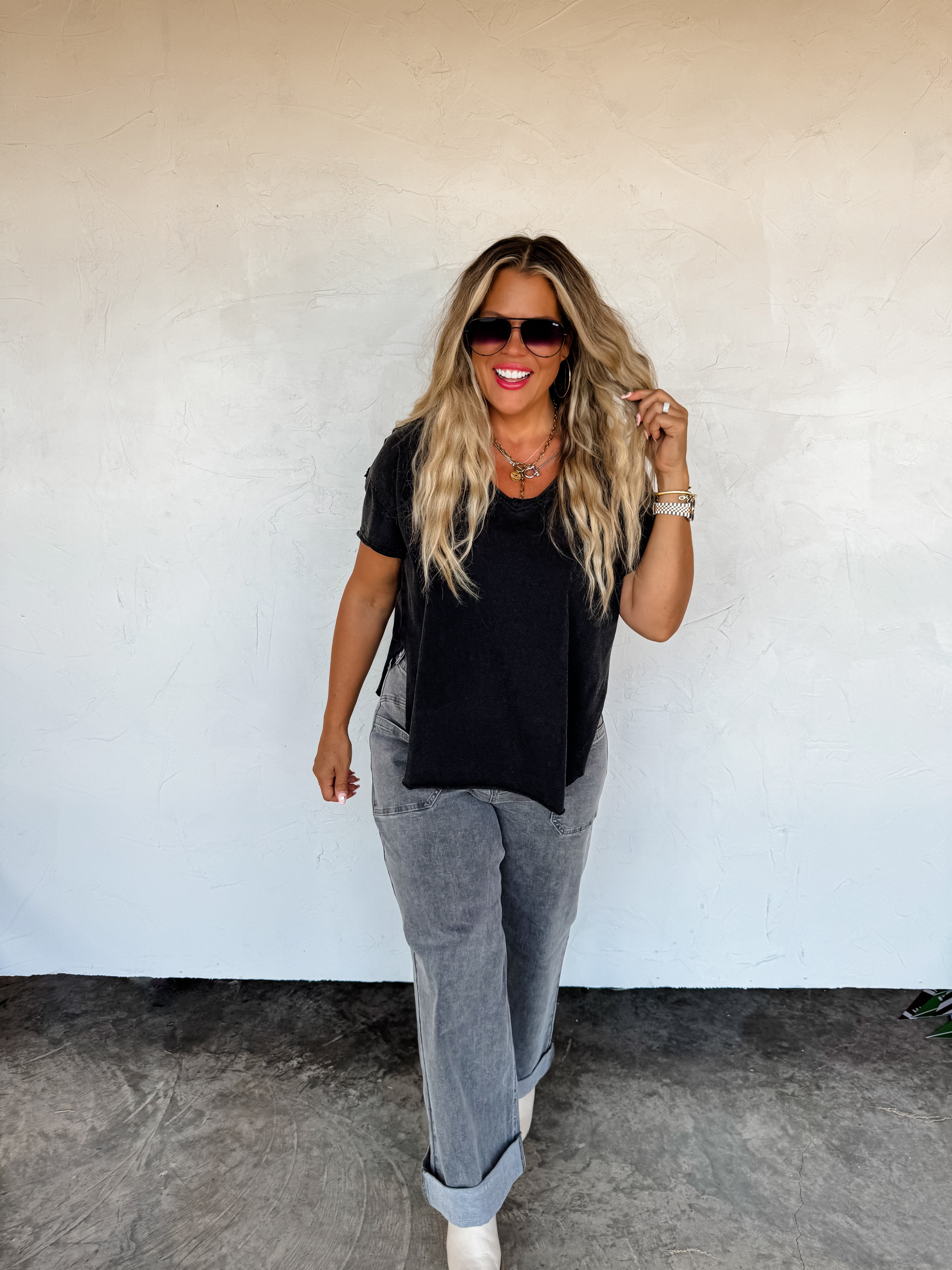 PRE-ORDER: JOEY VNECK WASHED COTTON BOYFRIEND TEE