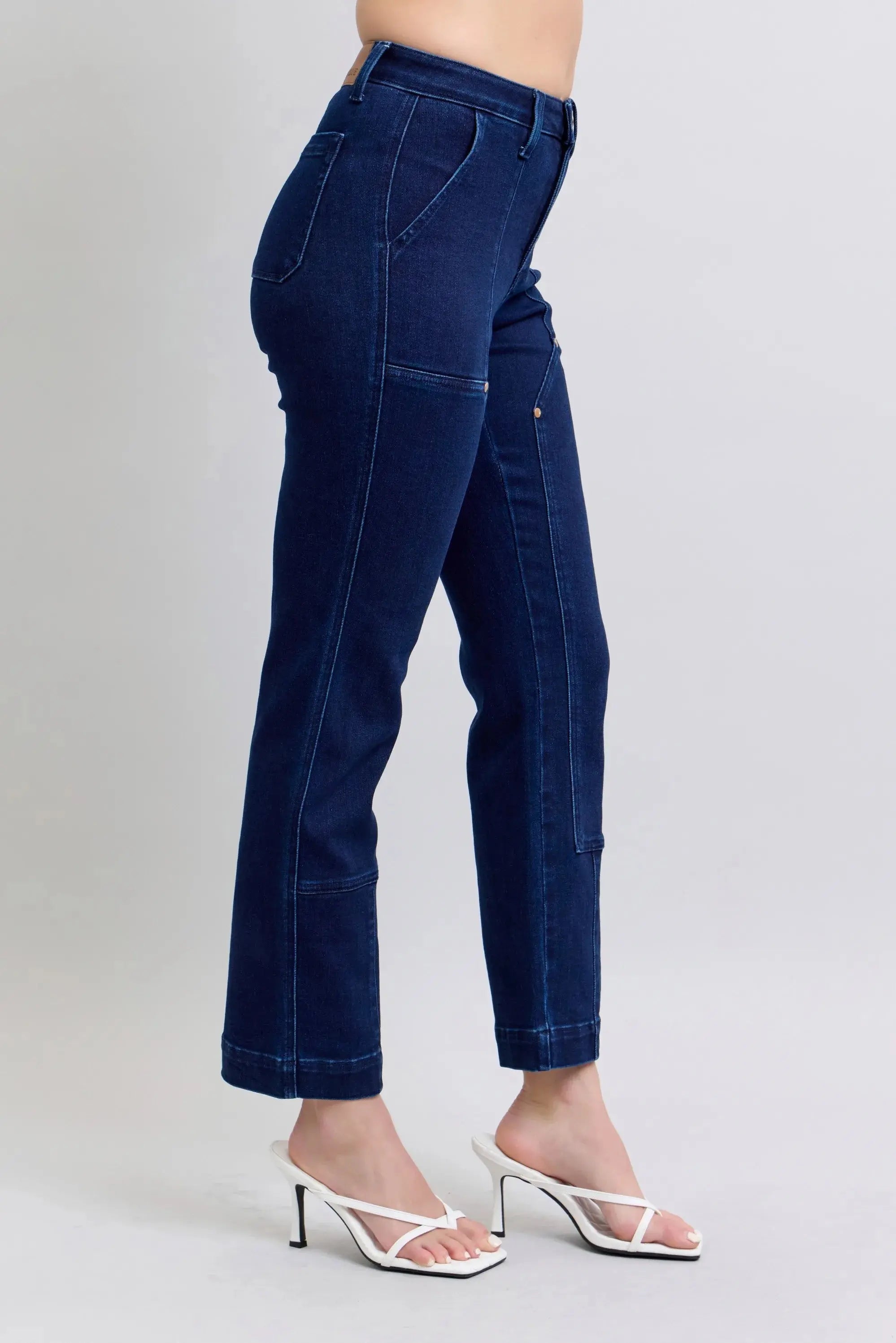 High Waist Workwear Patch Pocket Straight Leg