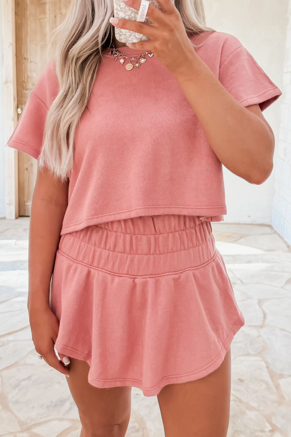 PRE-ORDER: Cropped Tee and Ruffle High Waist Skort Set