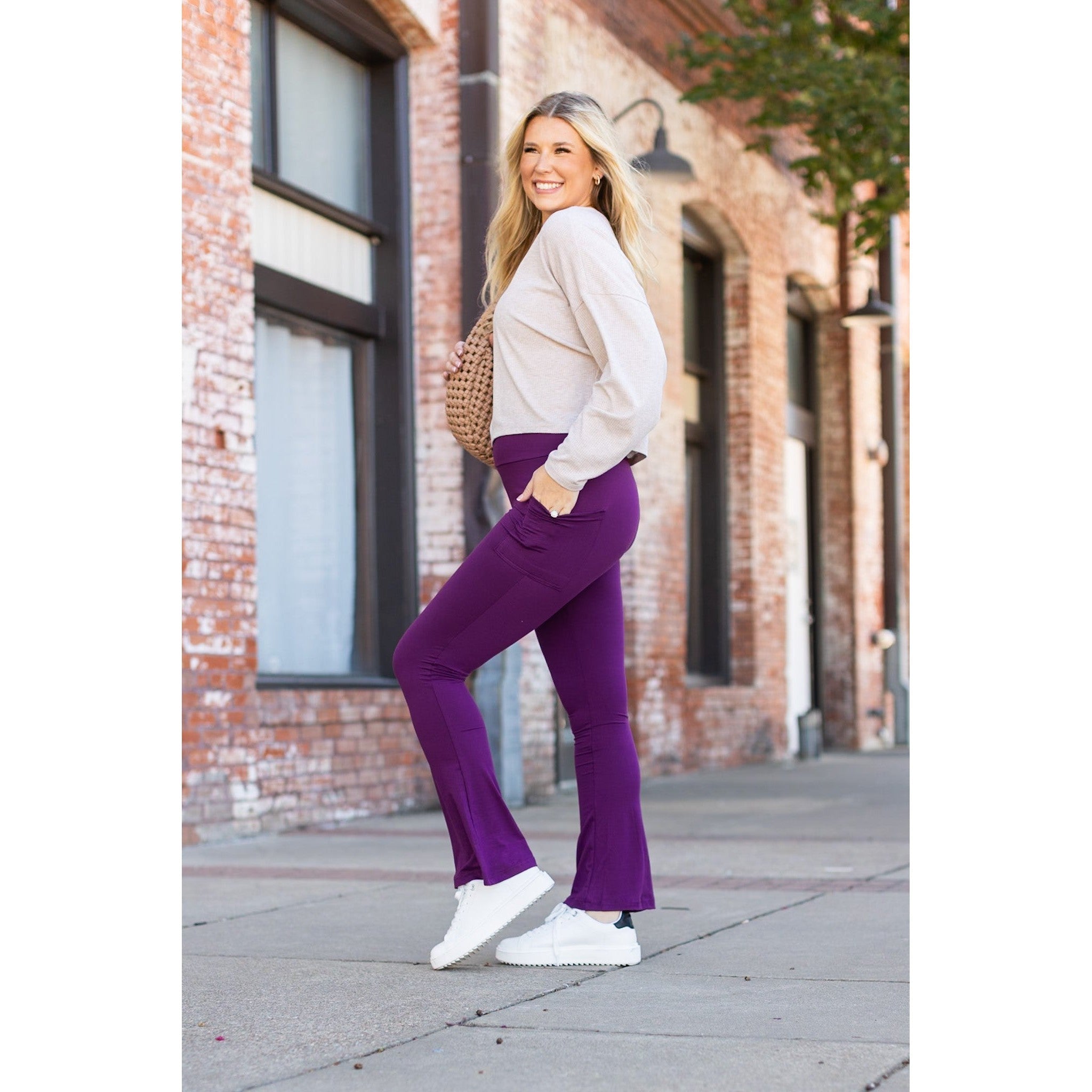 The Reese Purple Flare Leggings -  Luxe Leggings