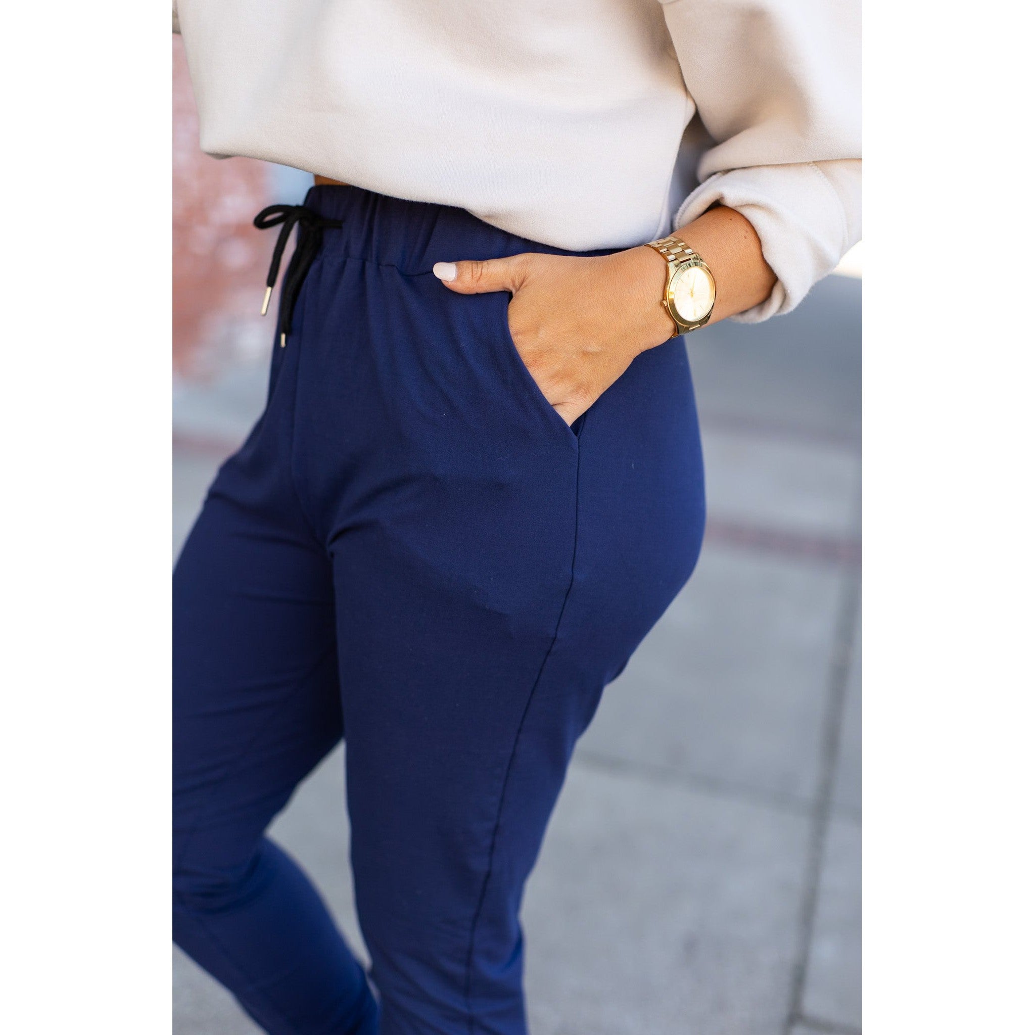 The Nora Navy Joggers  - Luxe Leggings