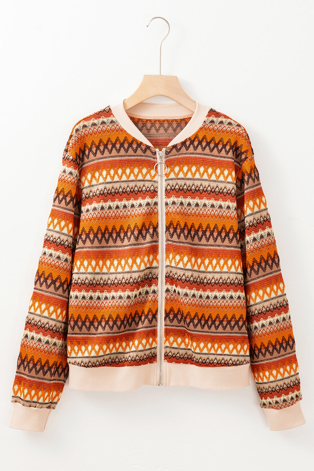 Orange Striped Zip Up Jacket