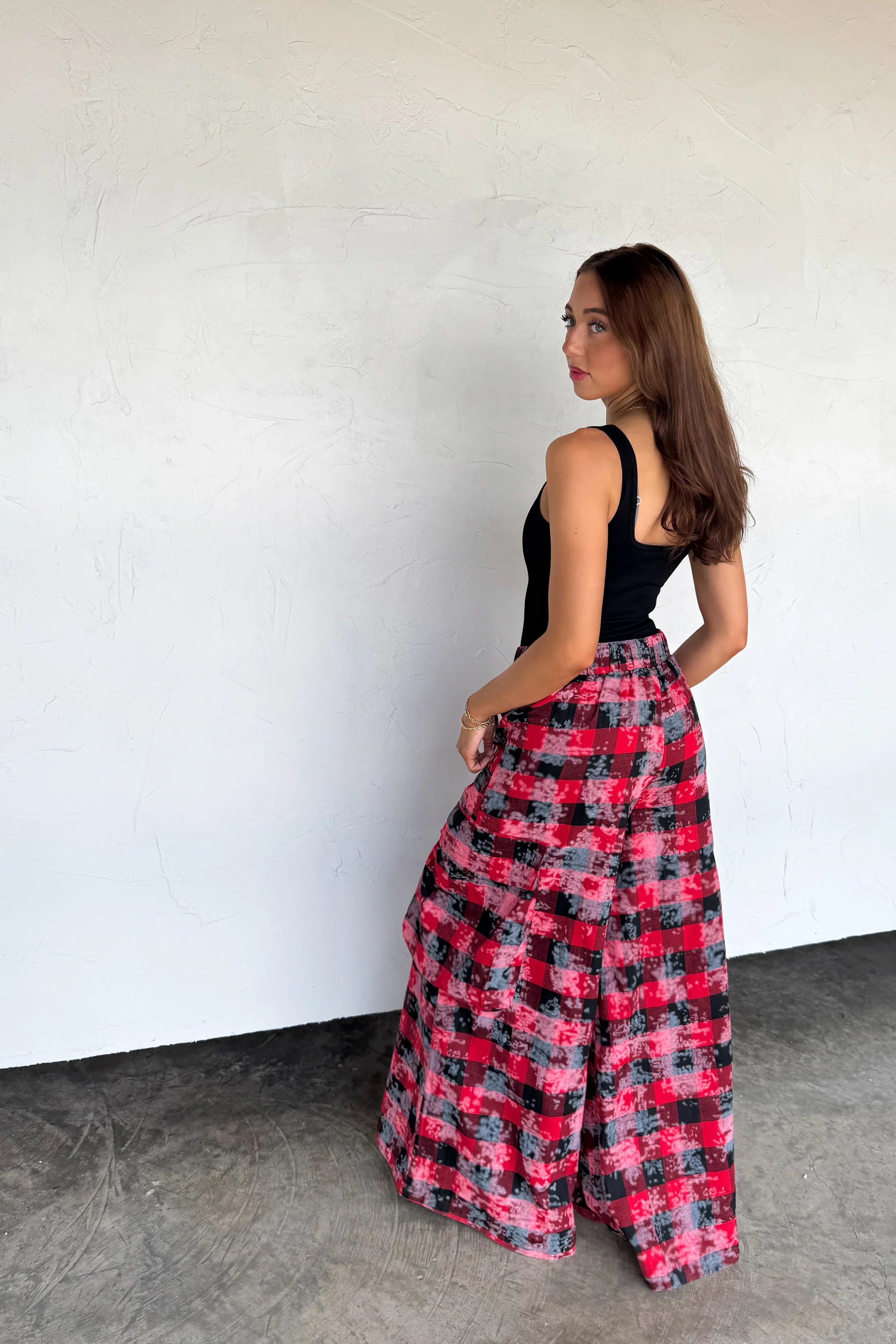 Plaid Behavior Wide Leg Pants
