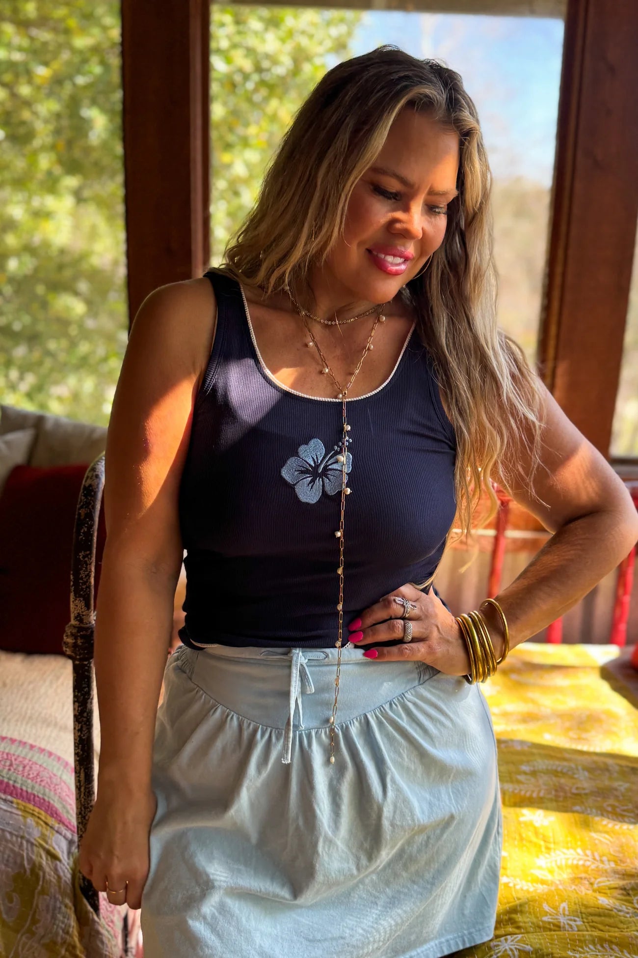 HIBISCUS RIBBED TANK