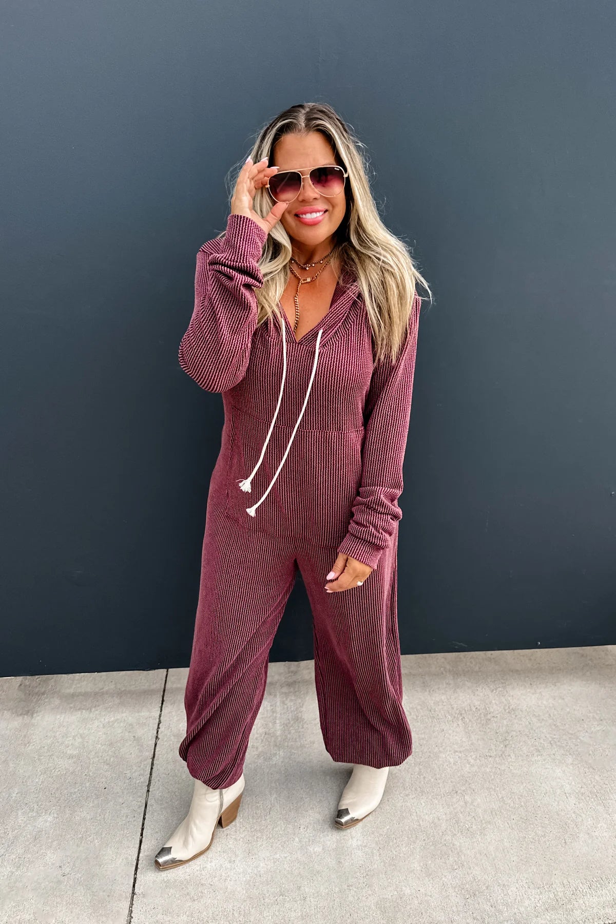 RIBBED HAYDEN HOODIE JUMPSUIT