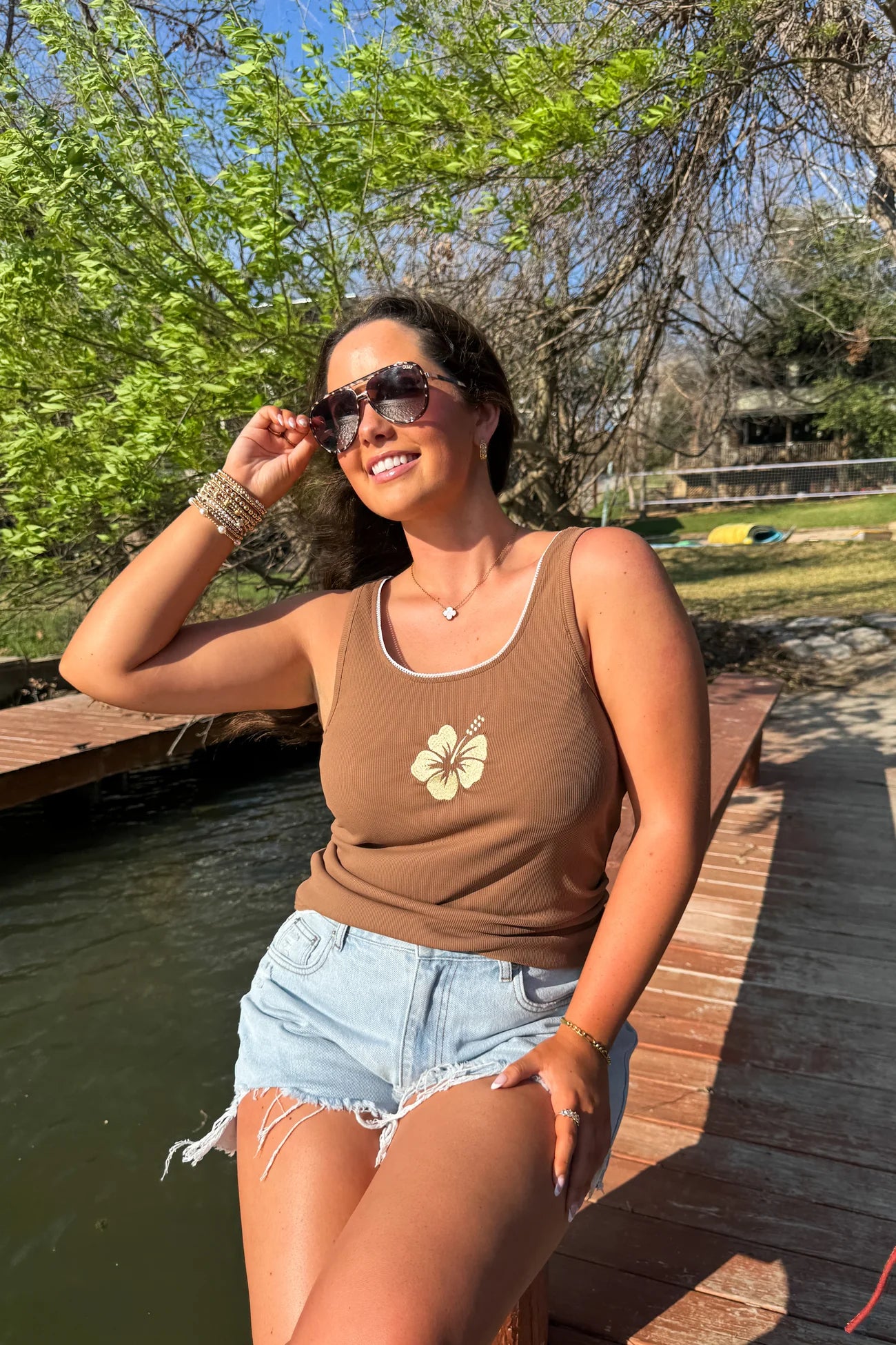 HIBISCUS RIBBED TANK