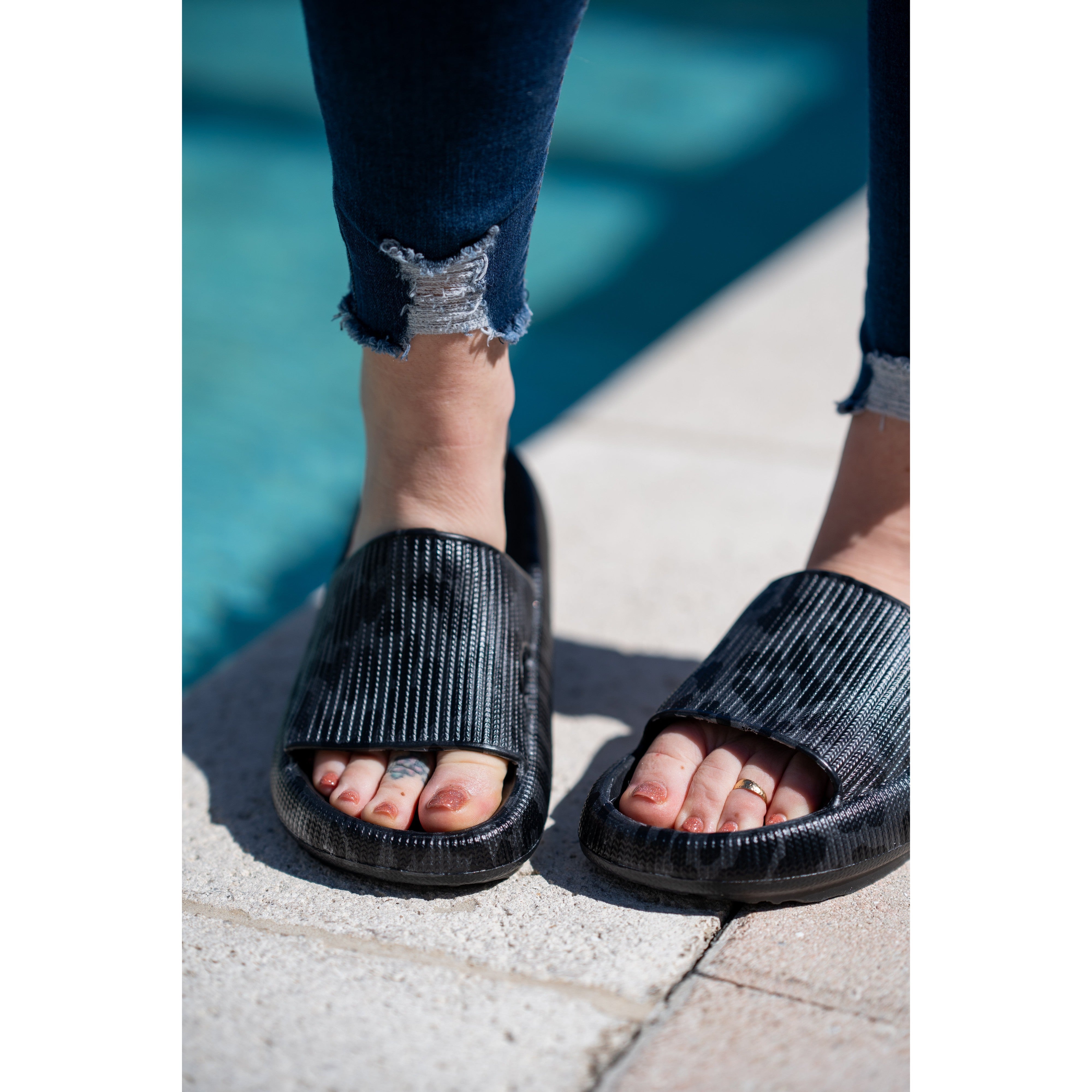 BLACK LEOPARD Insanely Comfy Beach or Casual Slides