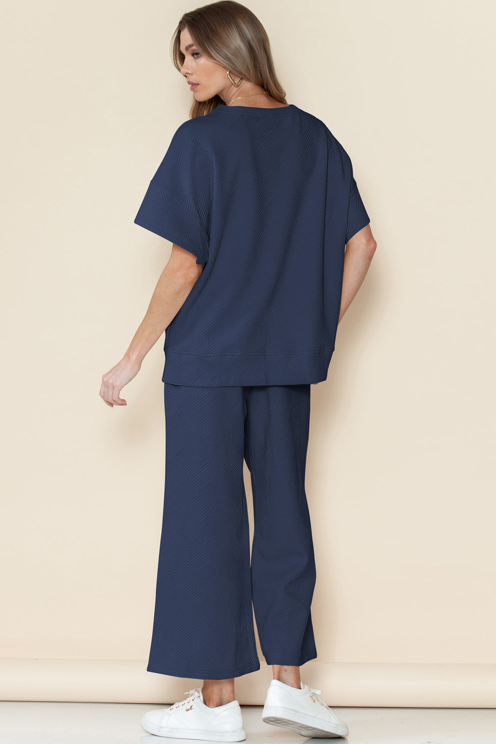Textured Loose Fit Tee and Pants Set