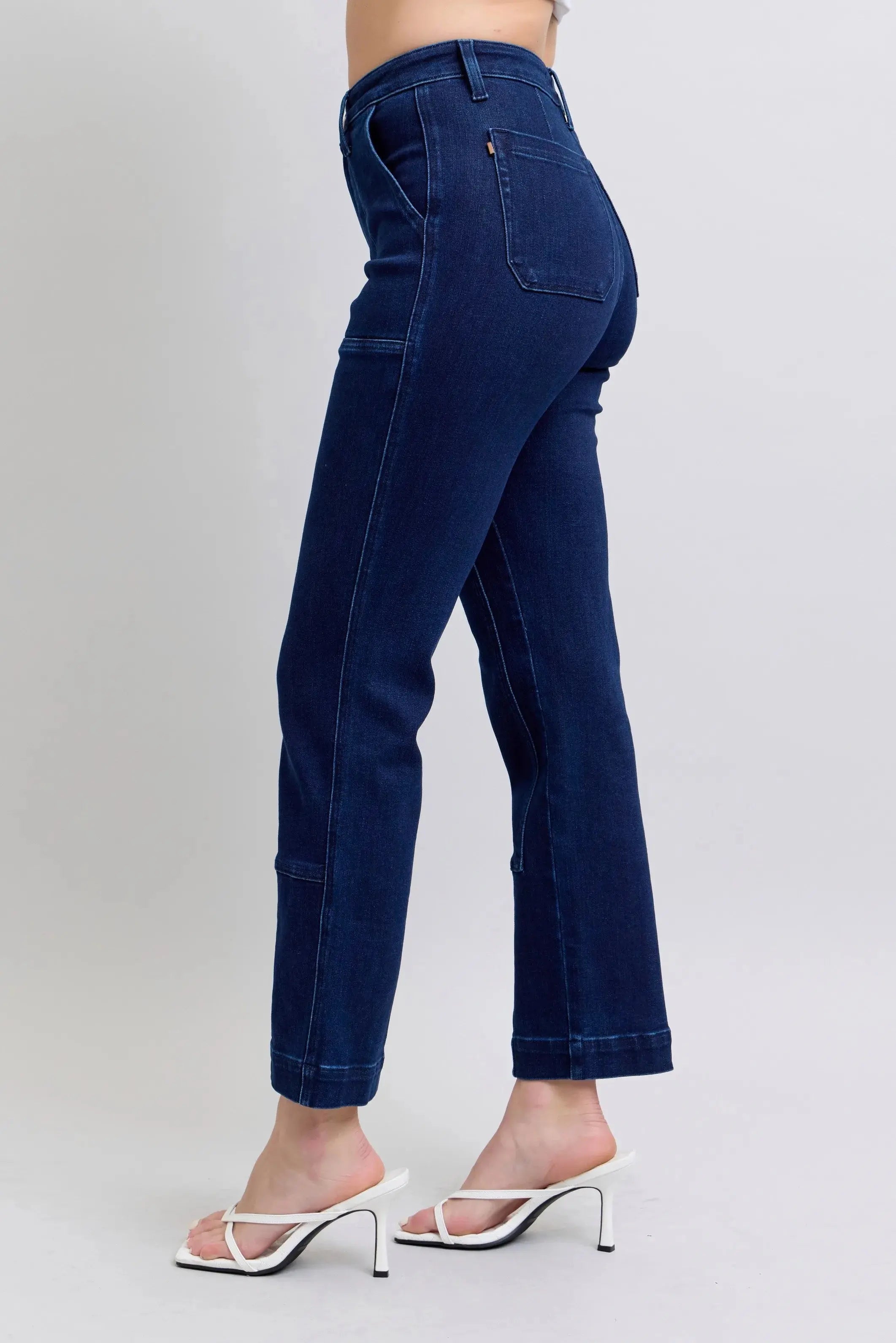 High Waist Workwear Patch Pocket Straight Leg