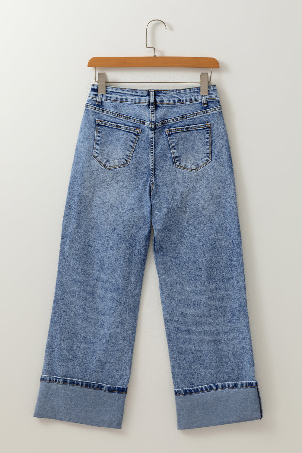 PRE-ORDER: Center Seam Cuffed Hem Straight High Waist Jeans