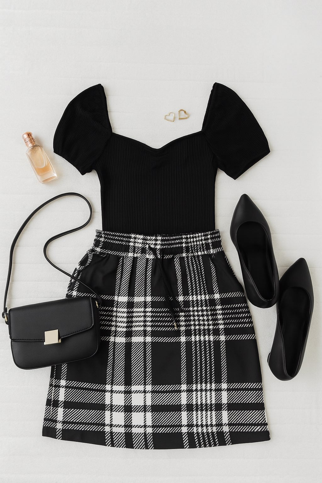 PreOrder | The Amelia - Black And White Plaid Jogger Skirt