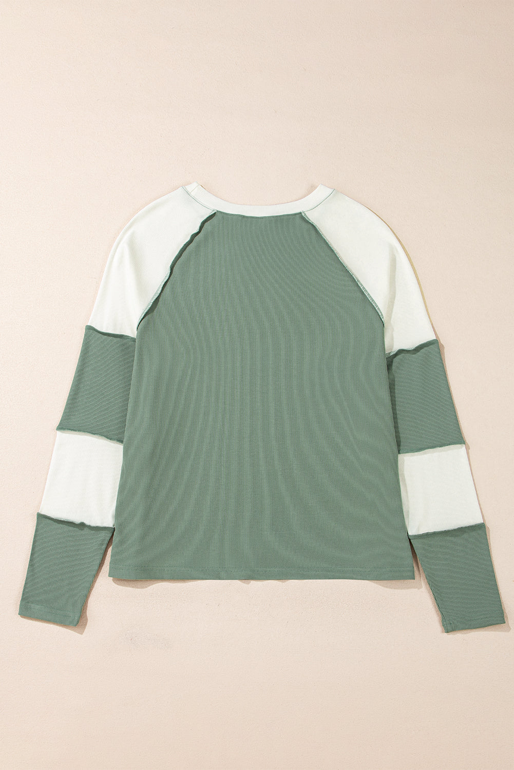 PRE-ORDER: Ribbed Colorblock Patchwork Raglan Long Sleeve Top