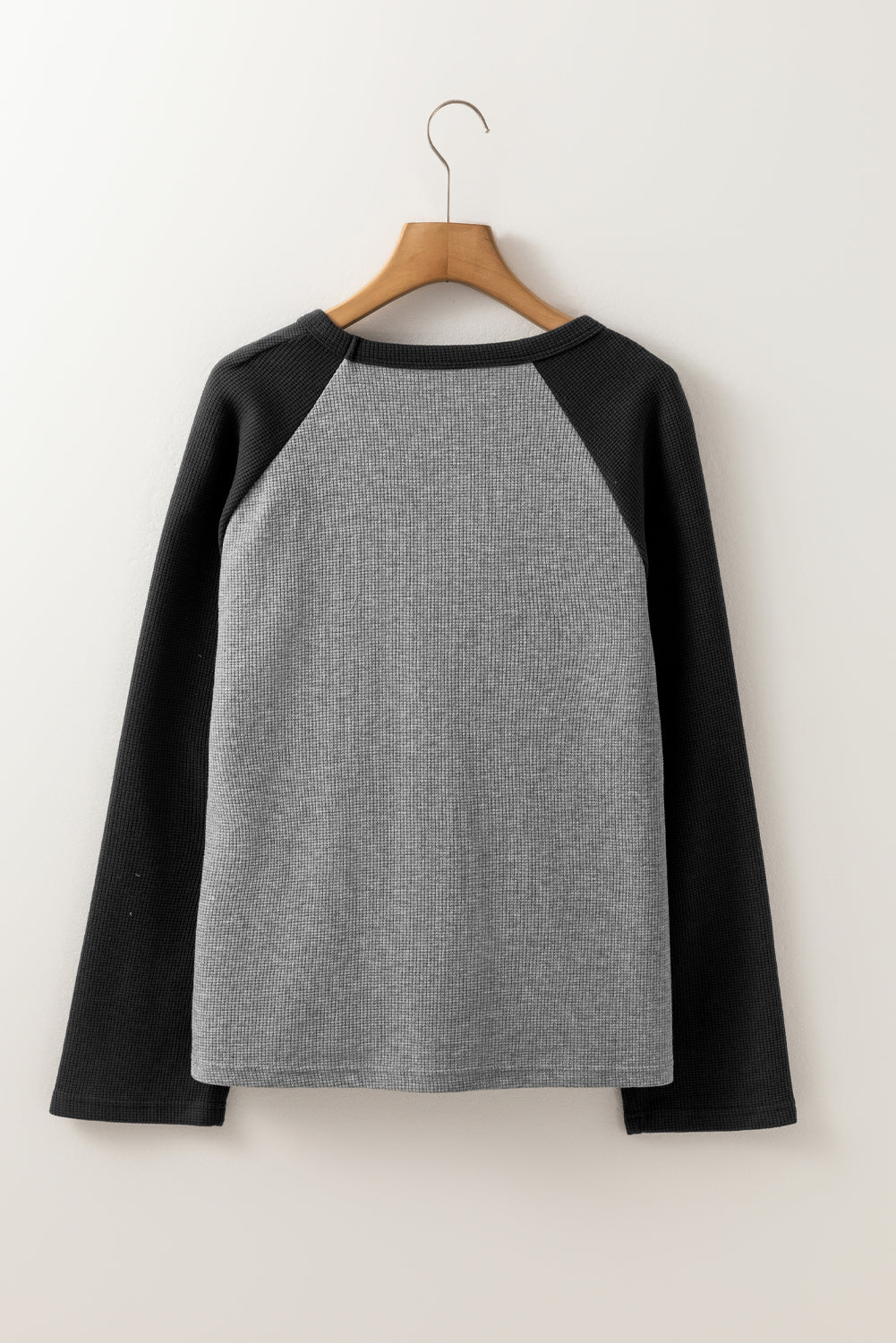 Waffle Knit Colorblock Star Patch Raglan