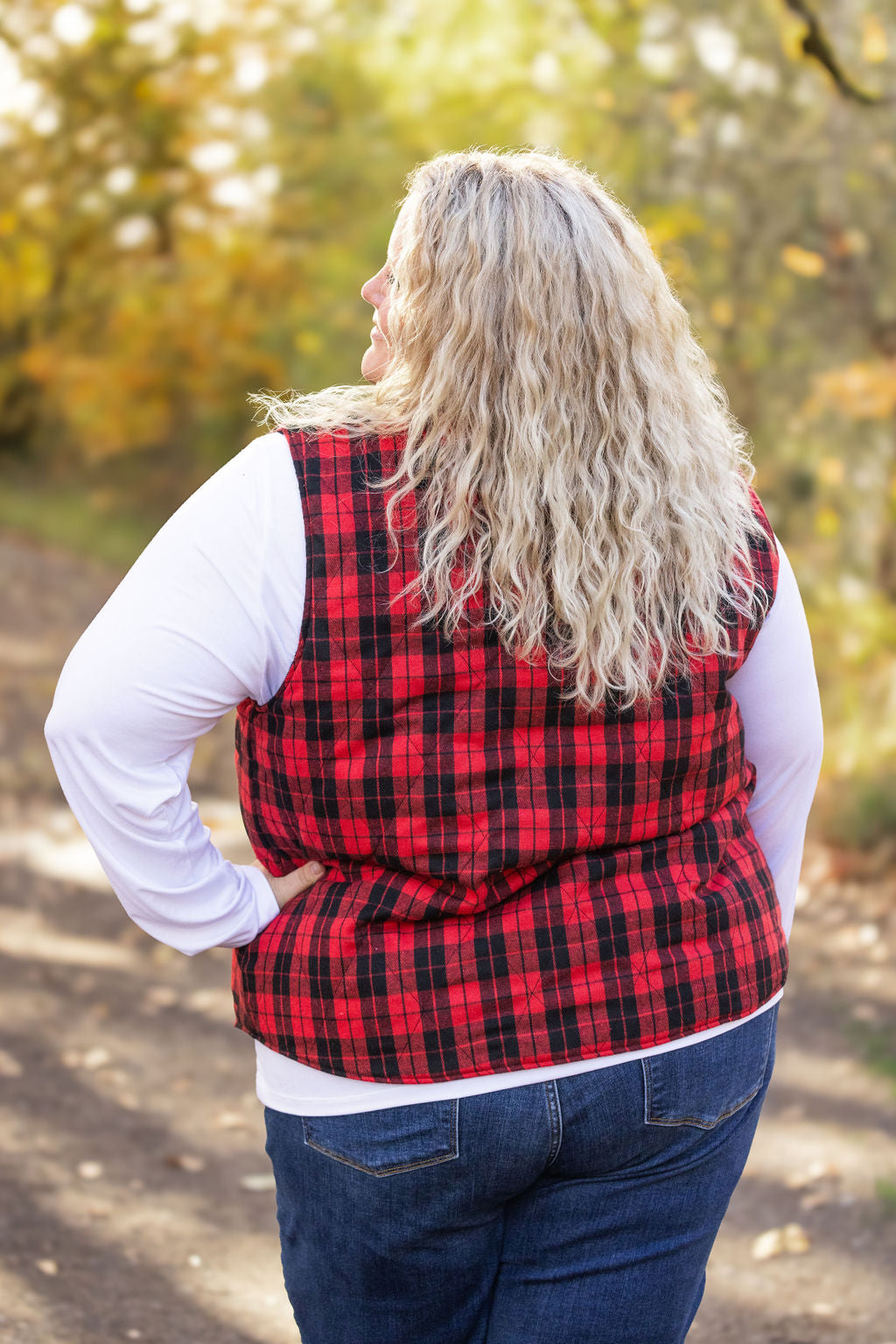 Reversible Vest - Corded Black and Plaid