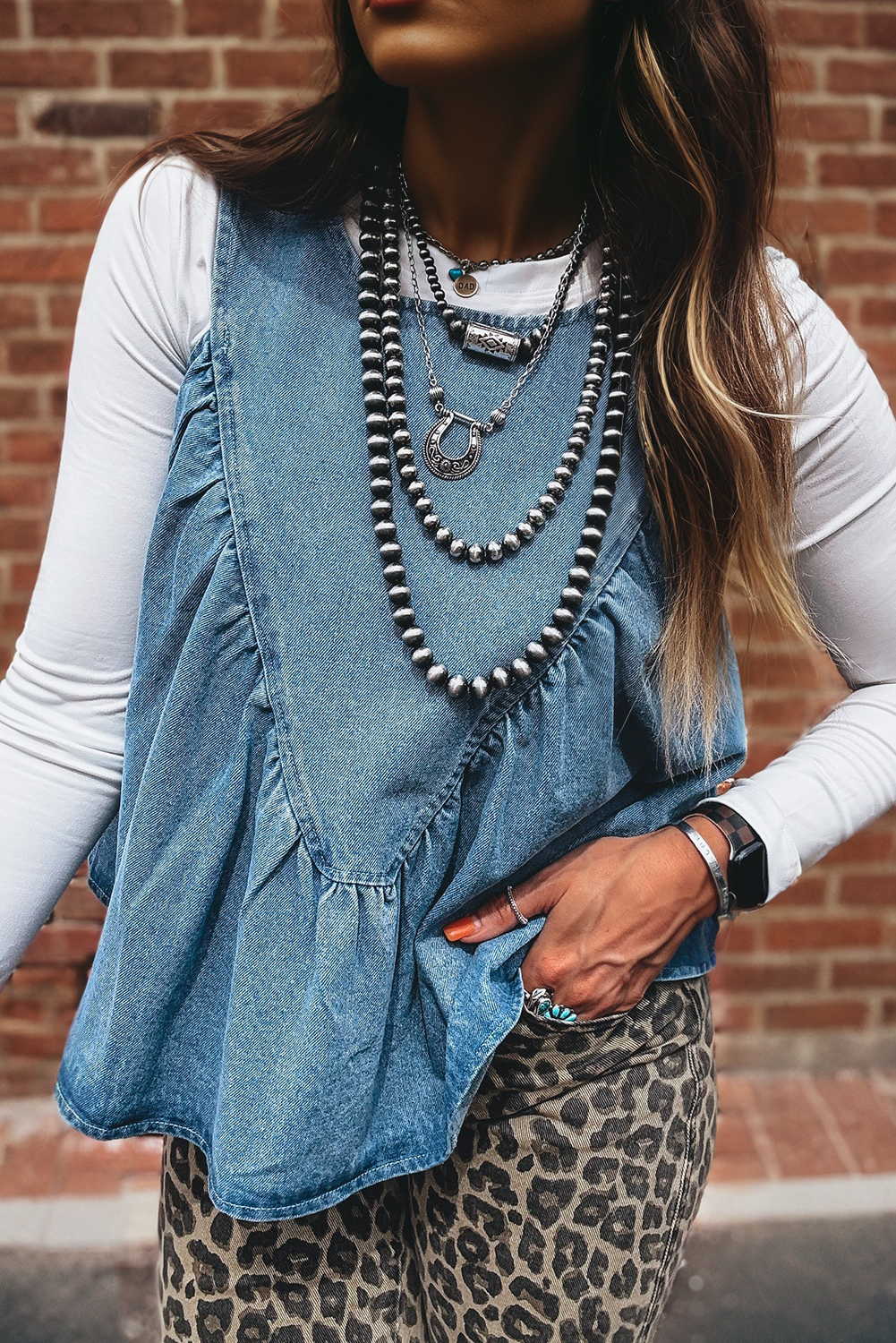 PRE-ORDER: Denim Pleated Patchwork Sleeveless Top