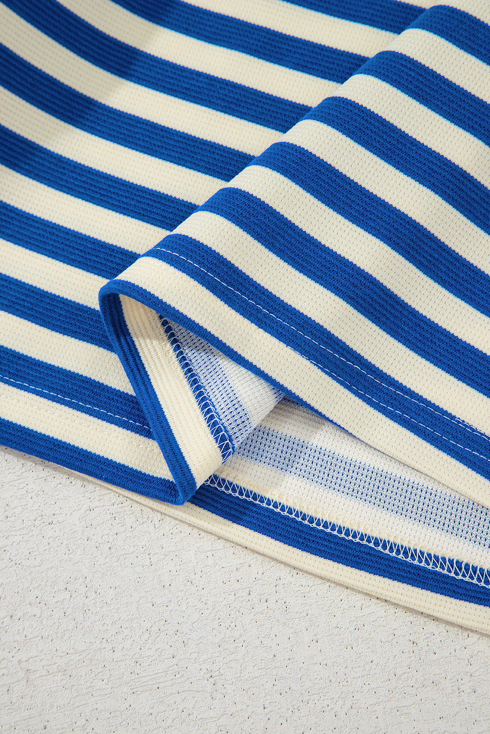 PRE-ORDER: Striped Ruffle Short Sleeve Pop of Color Neckline Dress