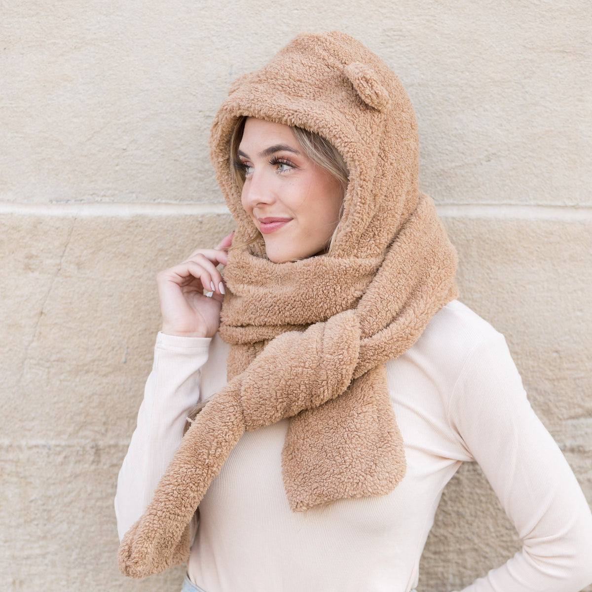 Teddy Bear Hooded Scarf