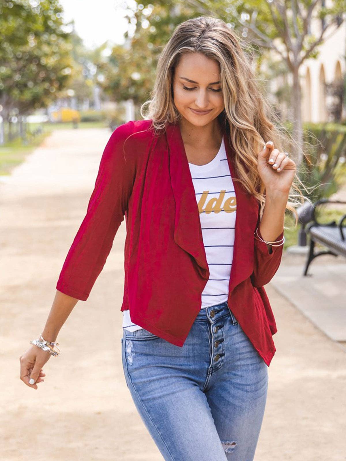 Tickled Teal - Soft 3/4 Sleeve Rae Blazer