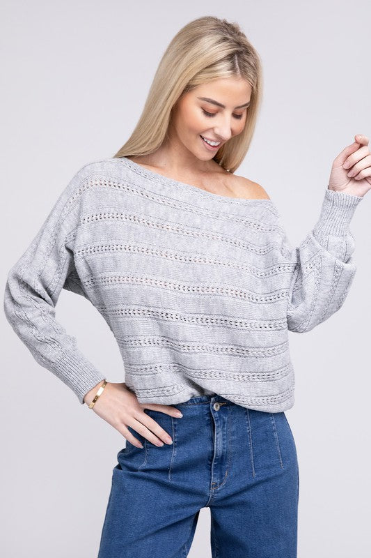 Boat Neck Cable Knit Sweater