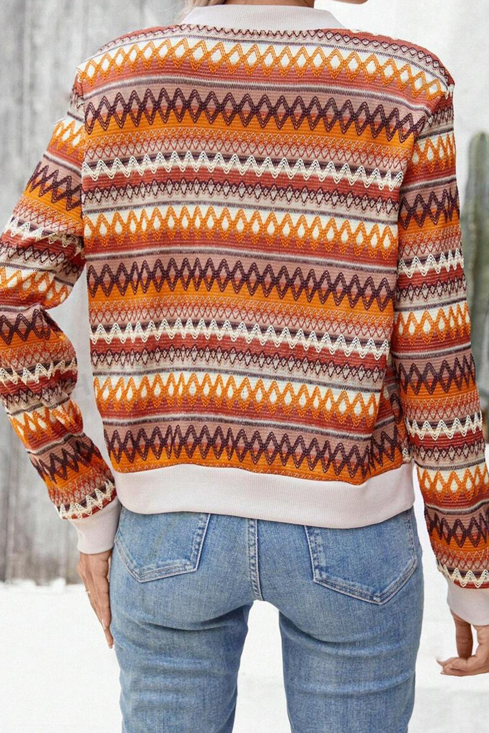 Orange Striped Zip Up Jacket