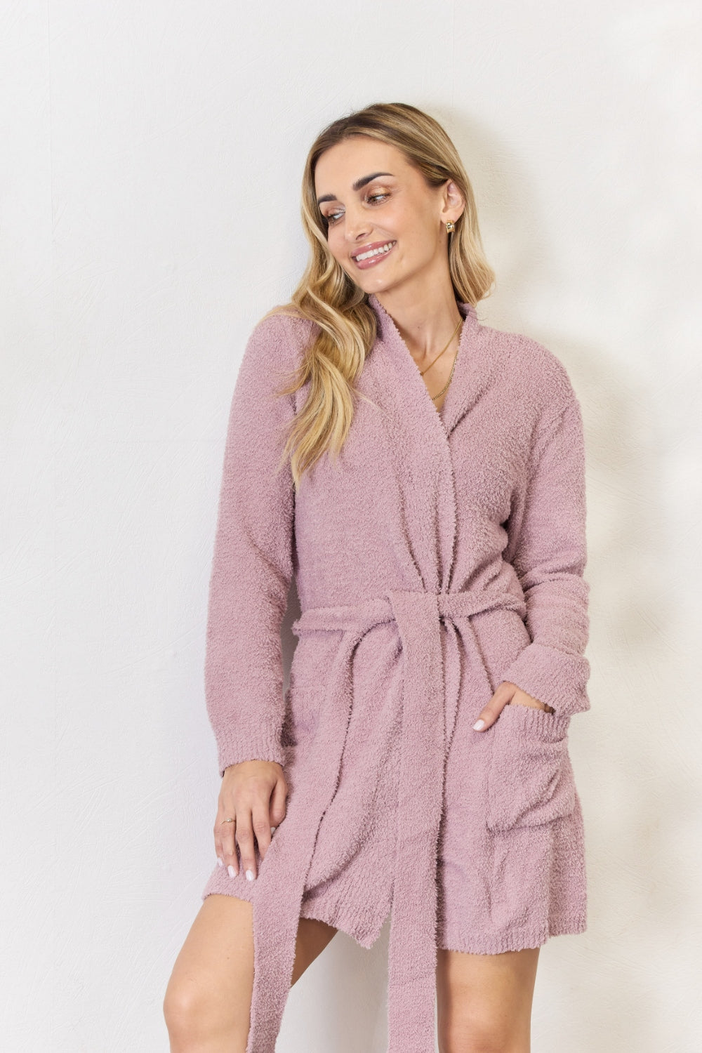 Tie Front Long Sleeve Robe