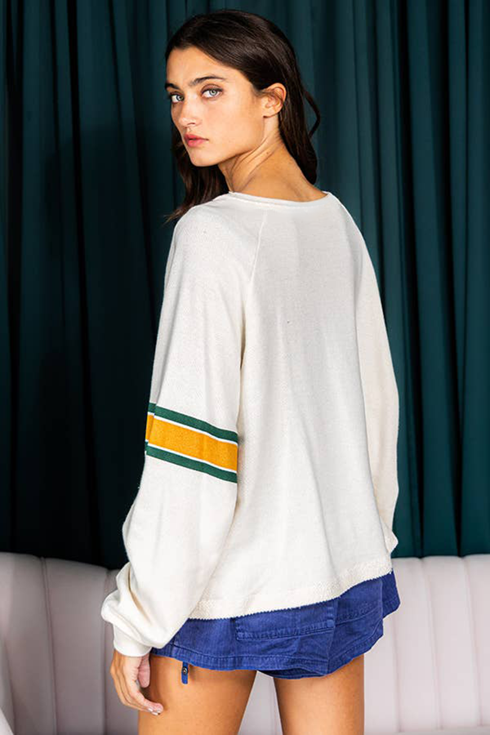 Number 76 Printed Retro Long Sleeve Top