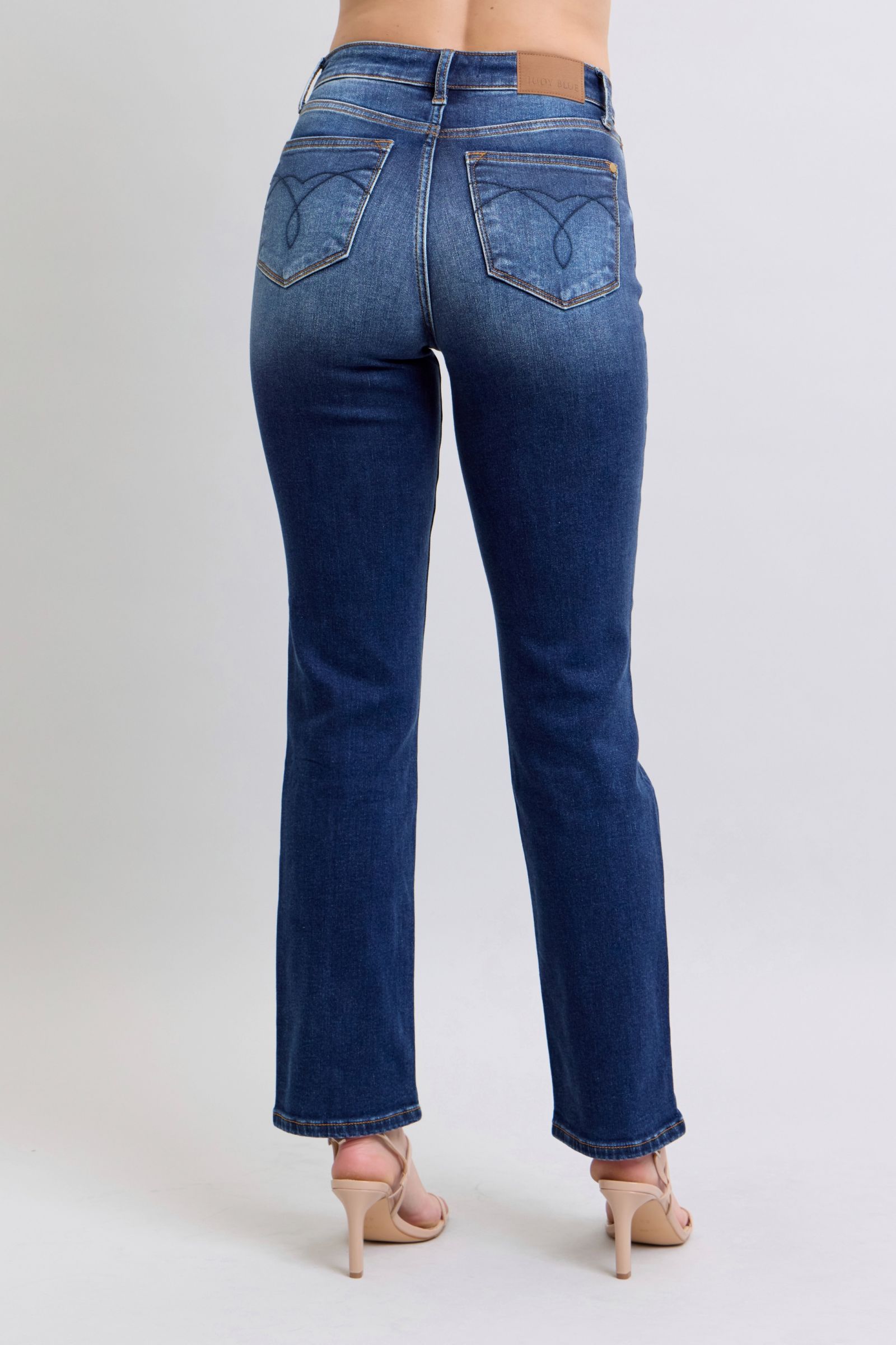 Washed Straight Leg Jeans with Pockets