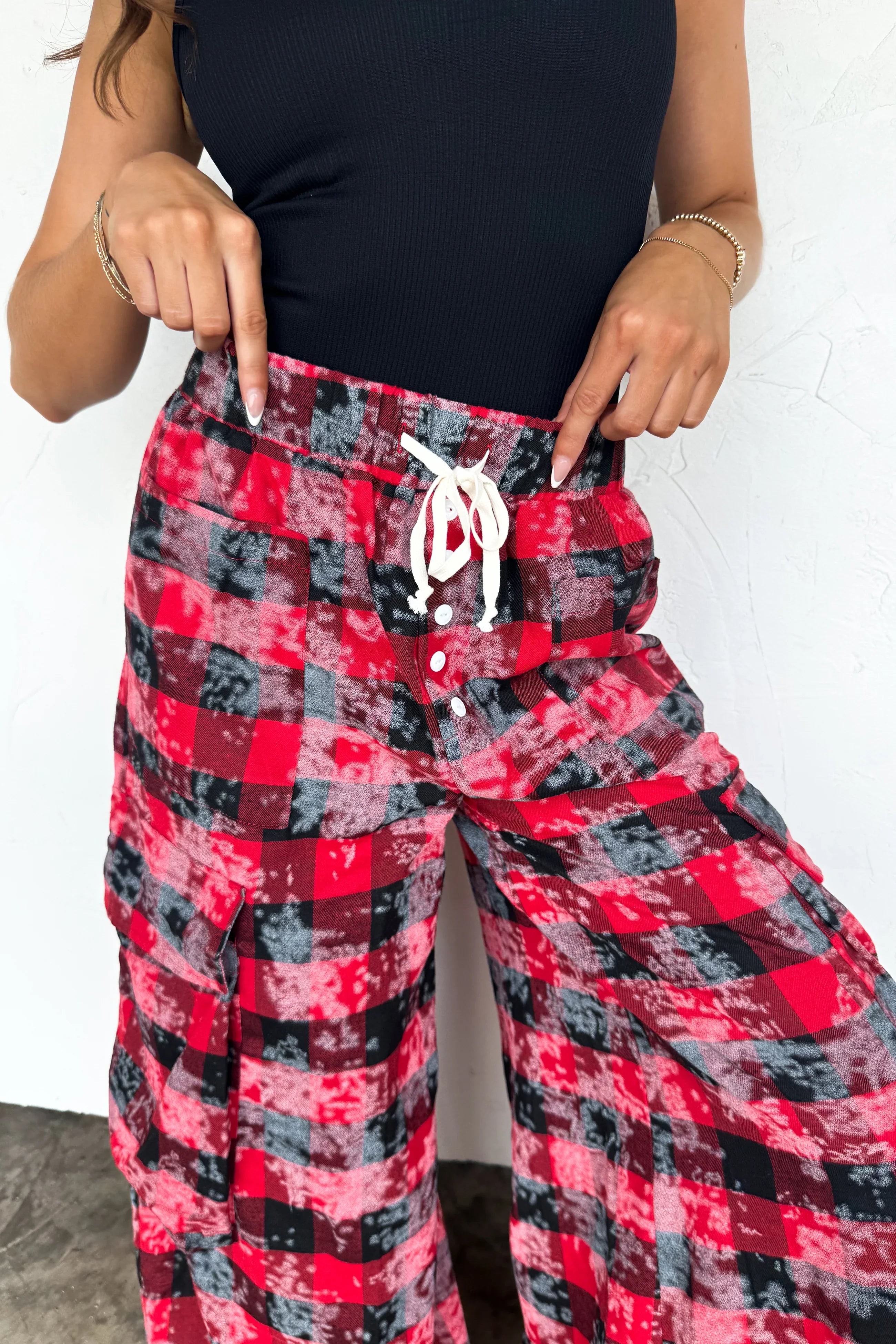 Plaid Behavior Wide Leg Pants