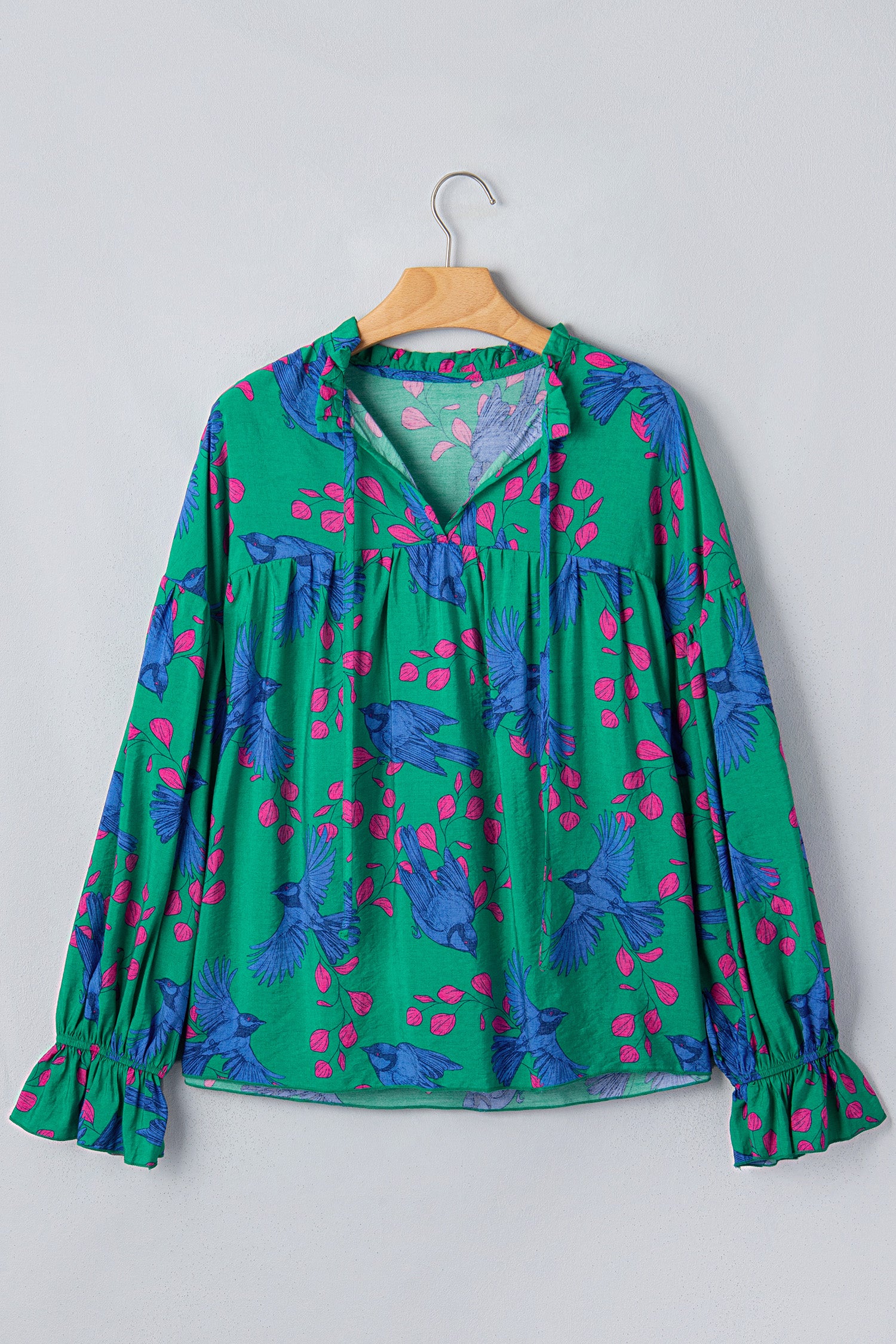 PRE-ORDER: Green Abstract Print Puff Sleeve Blouse