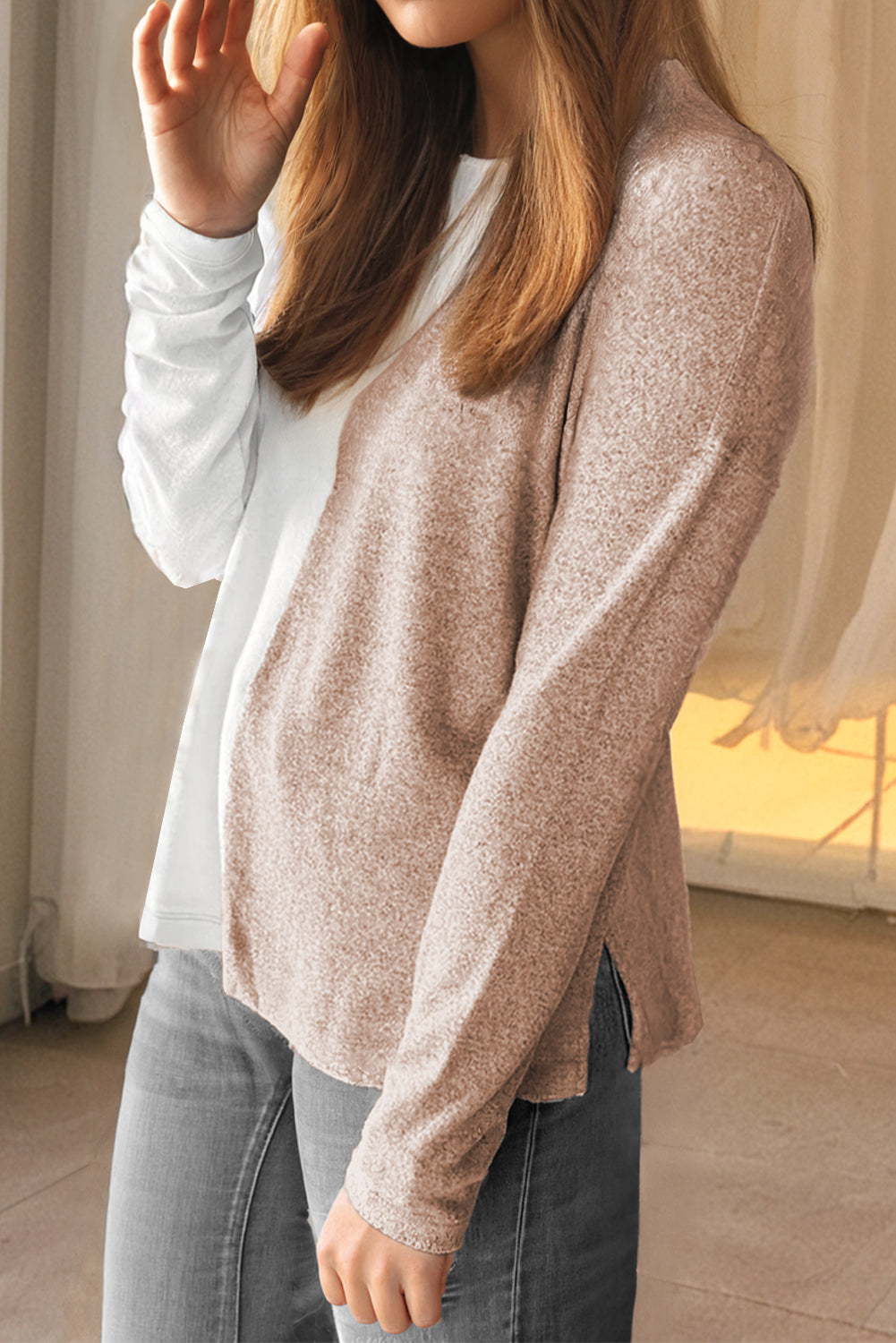 Khaki Colorblock Long Sleeve Top