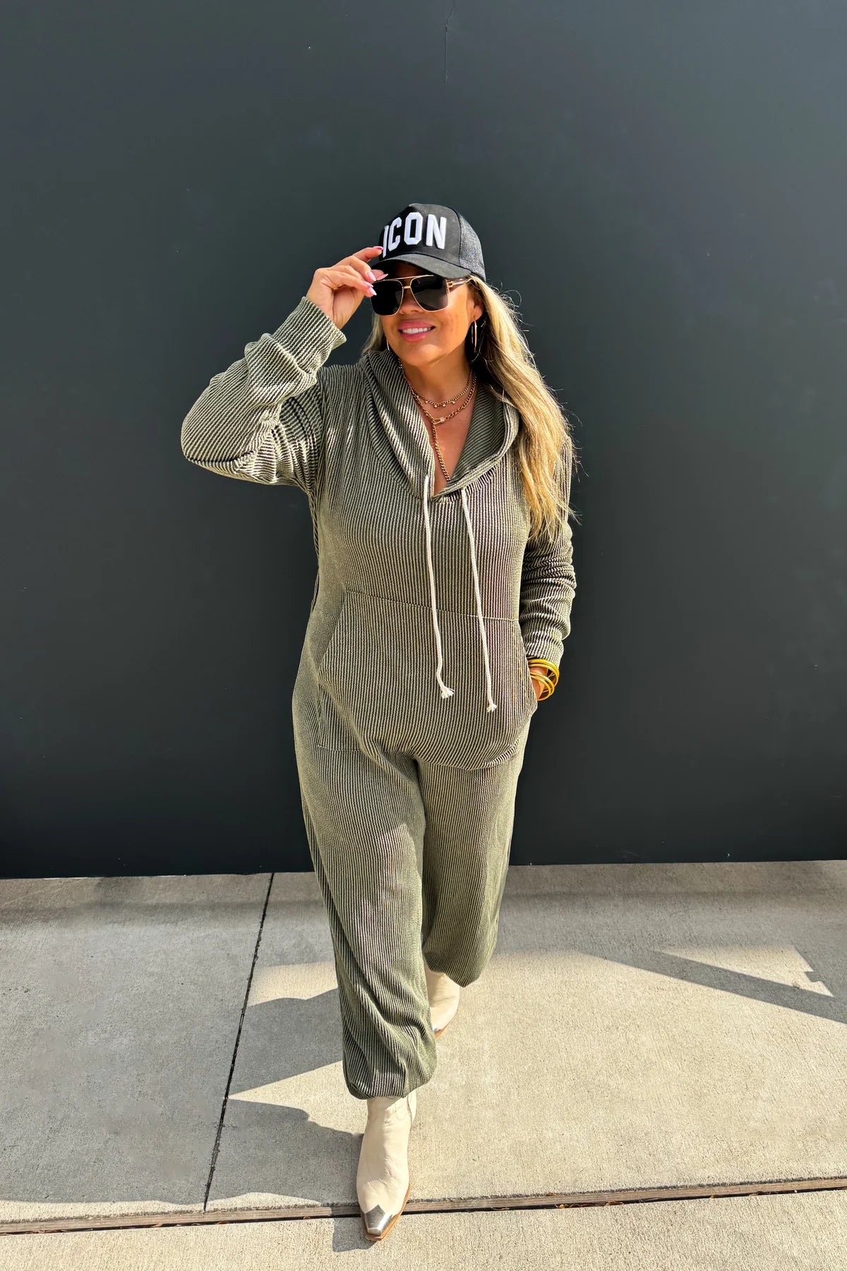 RIBBED HAYDEN HOODIE JUMPSUIT