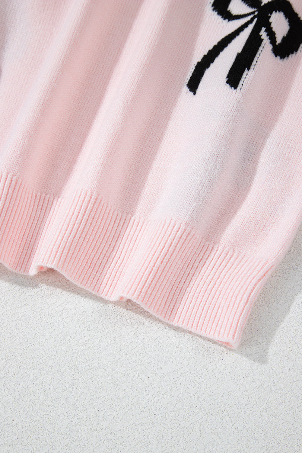 PRE-ORDER: Light Pink Bow Print Long Sleeve Loose Fit Sweater