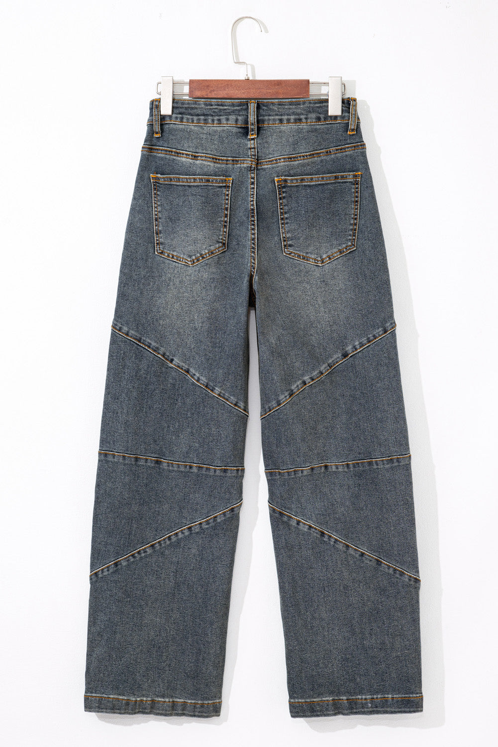 PRE-ORDER: Sail Blue Criss Cross Straight Leg High Waist Jeans