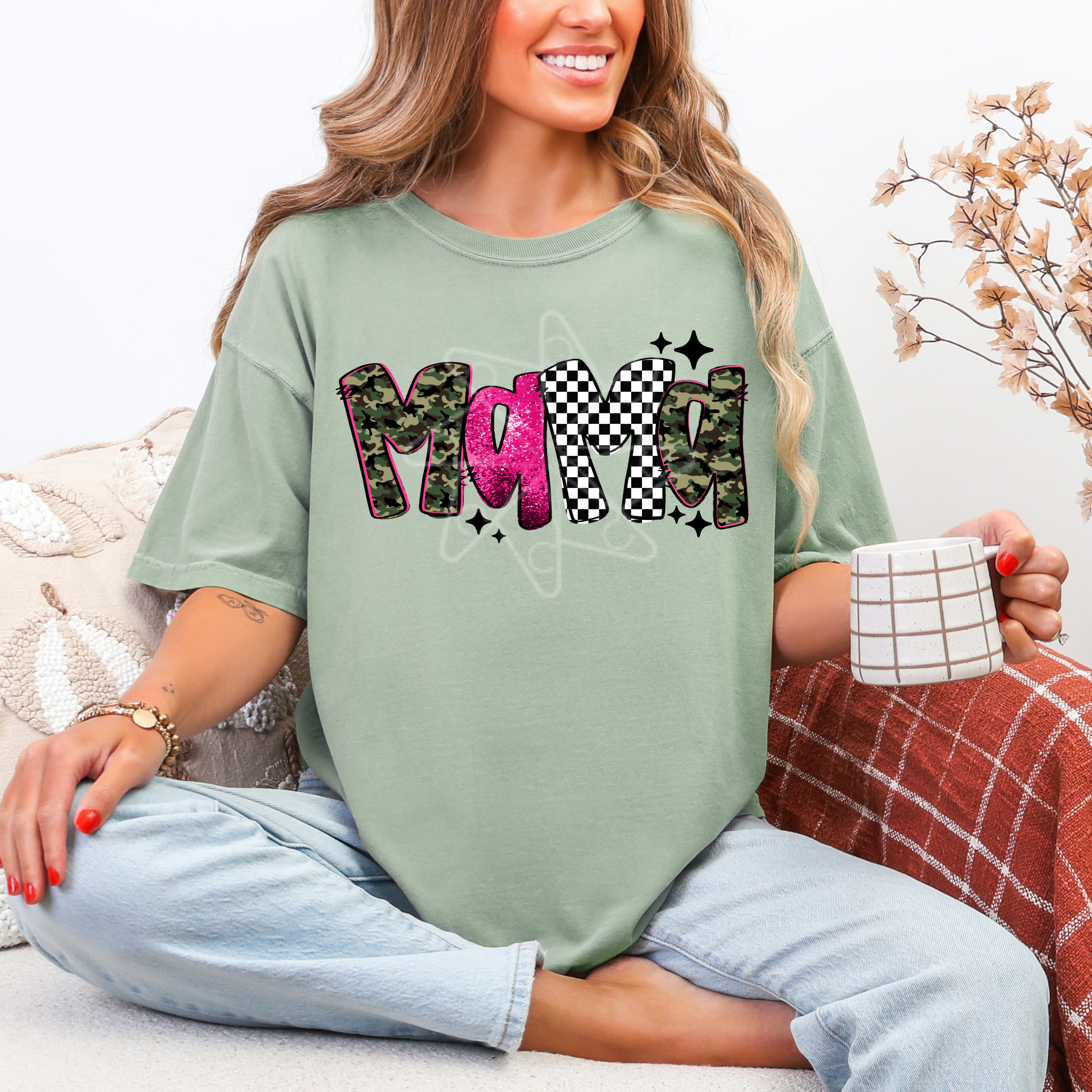 Mama Camo Checkered Tee