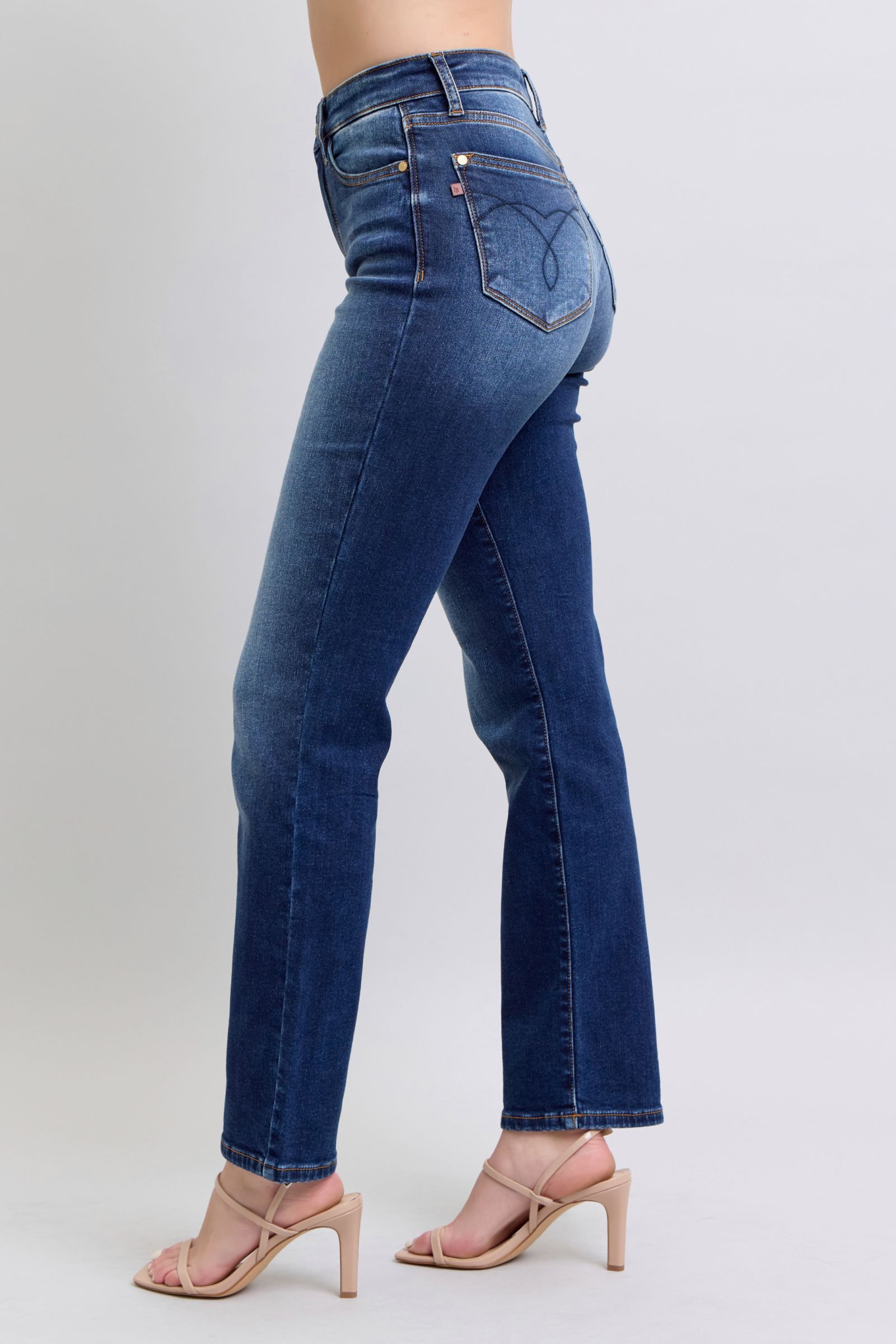 Washed Straight Leg Jeans with Pockets