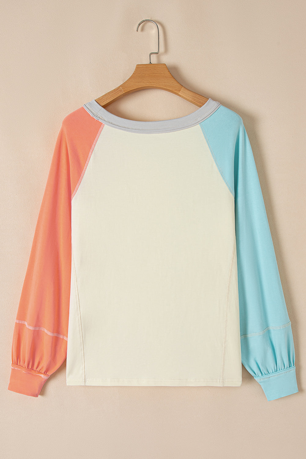Colorblock Patchwork Crew Neck Long Sleeve Top