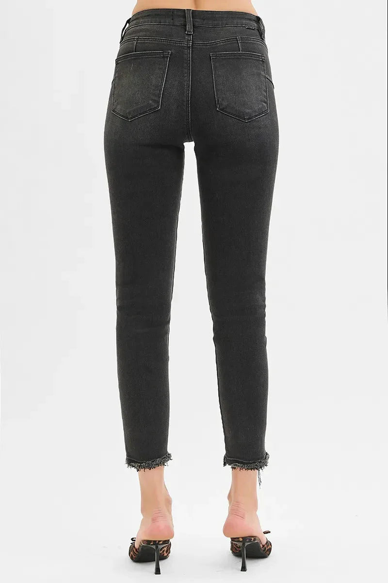 Tummy Control Mid Rise Crop Skinny Jeans
