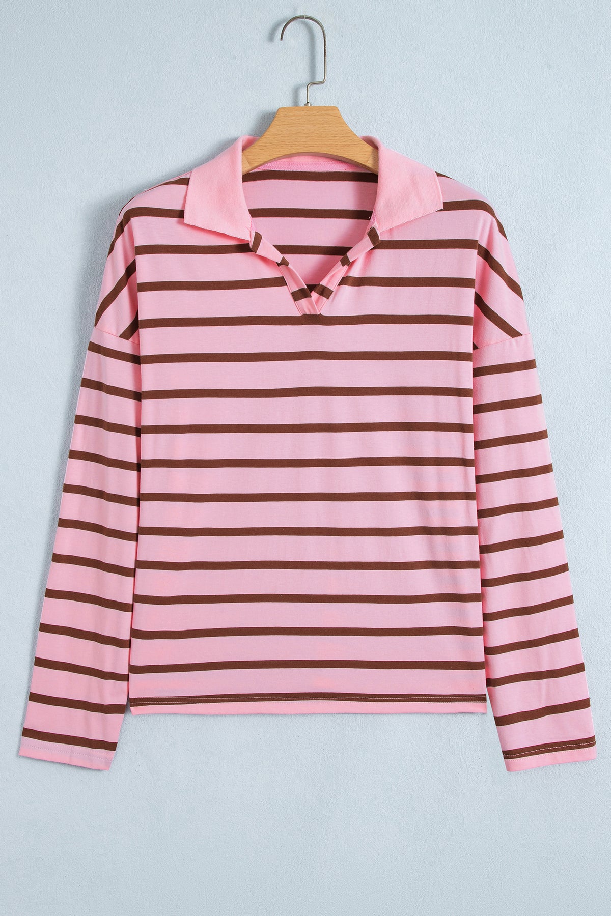 PRE-ORDER: Pink Striped Long Sleeve Collar Shift Top